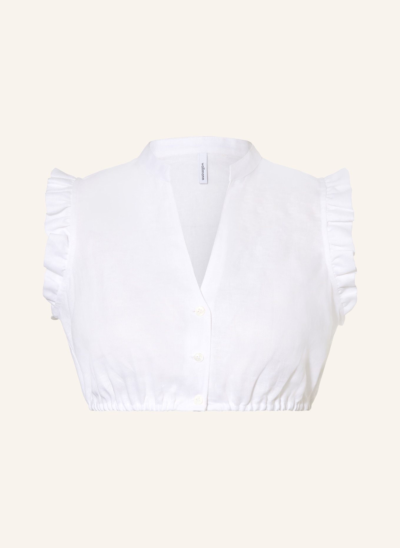 wallmann Dirndlbluse SERAFINA aus Leinen mit Rüschen: WEISS