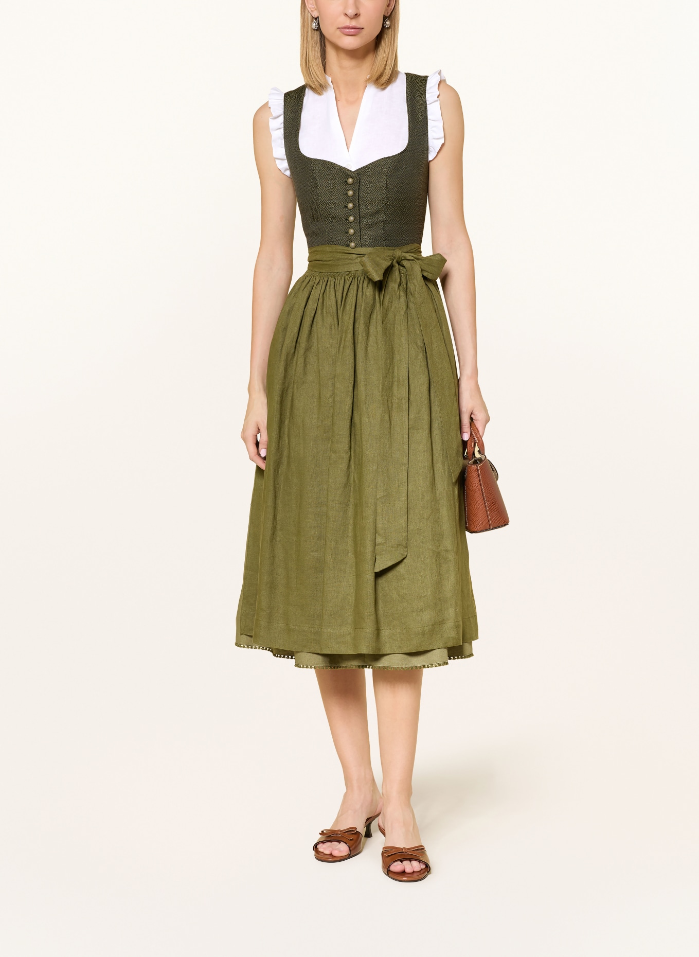 wallmann Dirndlbluse SERAFINA aus Leinen mit Rüschen: WEISS