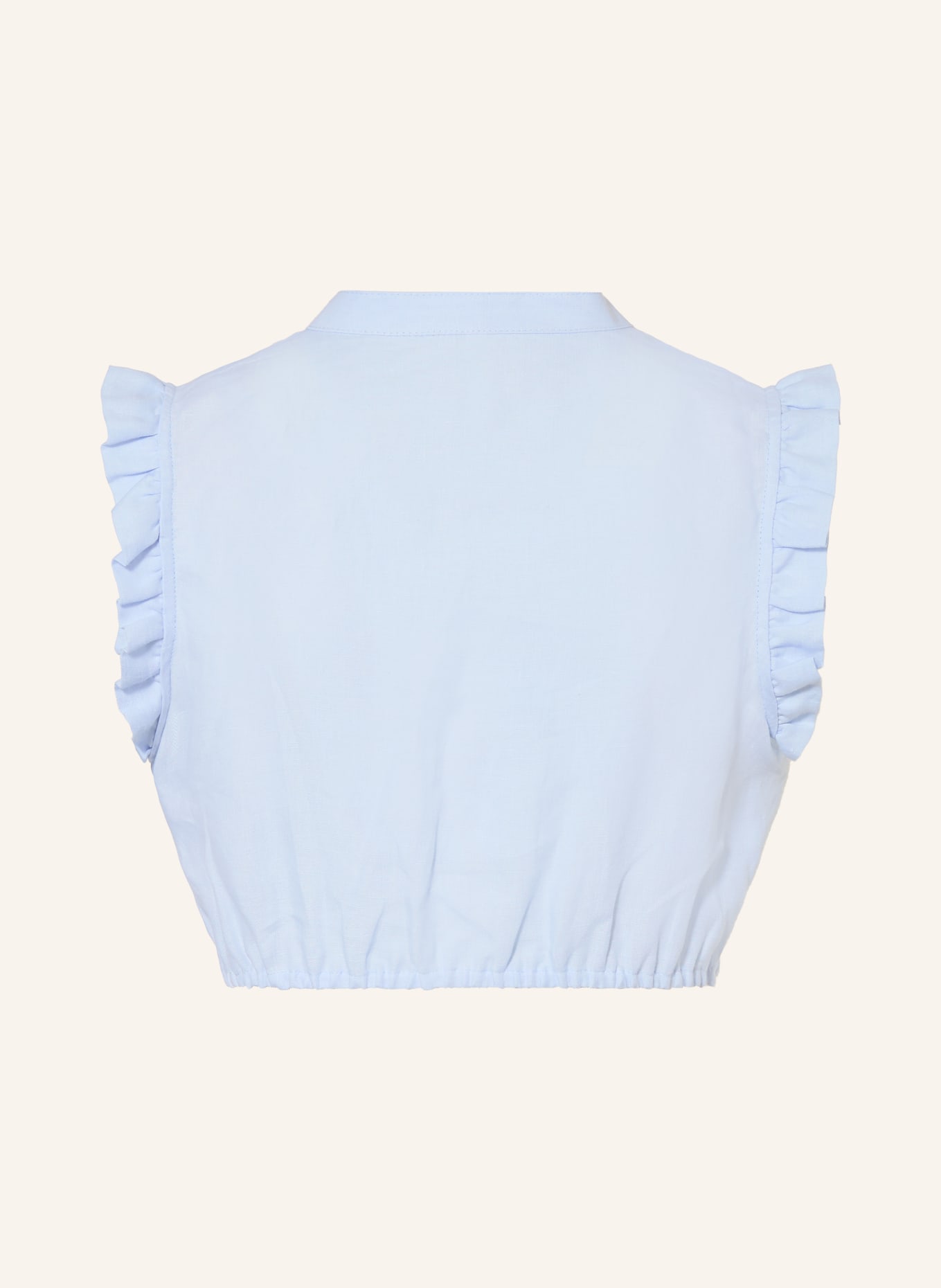 wallmann Dirndlbluse SERAFINA aus Leinen mit Rüschen: HELLBLAU