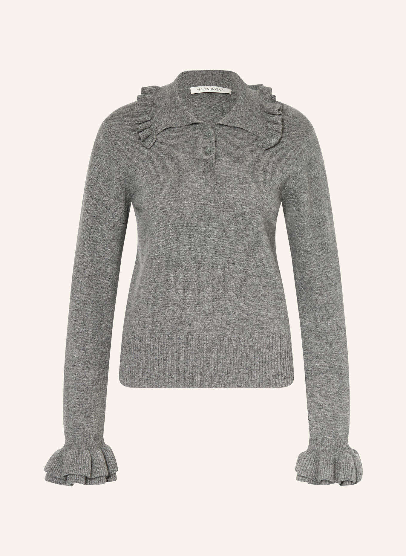 Alcidia da Veiga Cashmere-Pullover mit Rüschen: GRAU