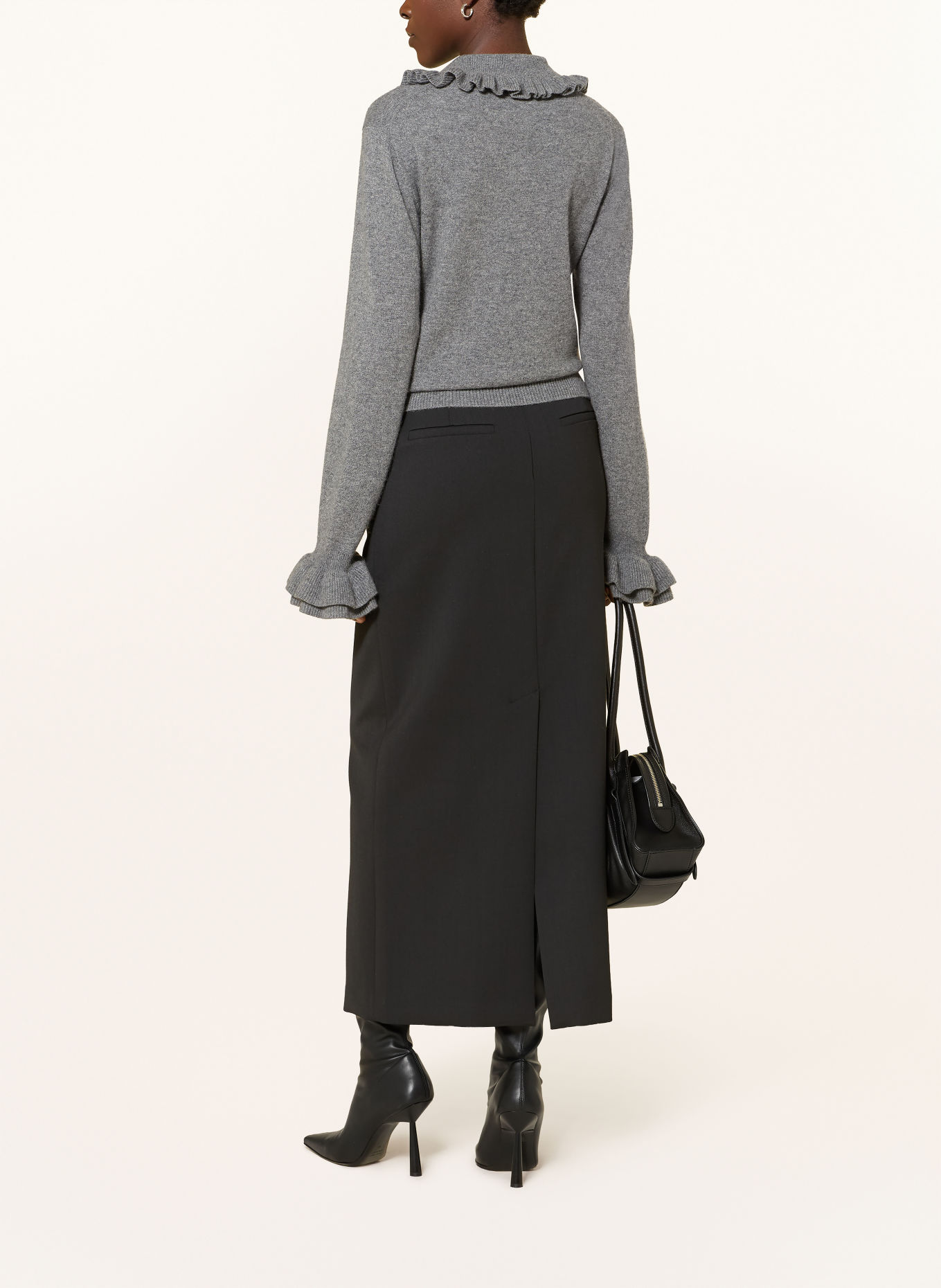 Alcidia da Veiga Cashmere-Pullover mit Rüschen: GRAU