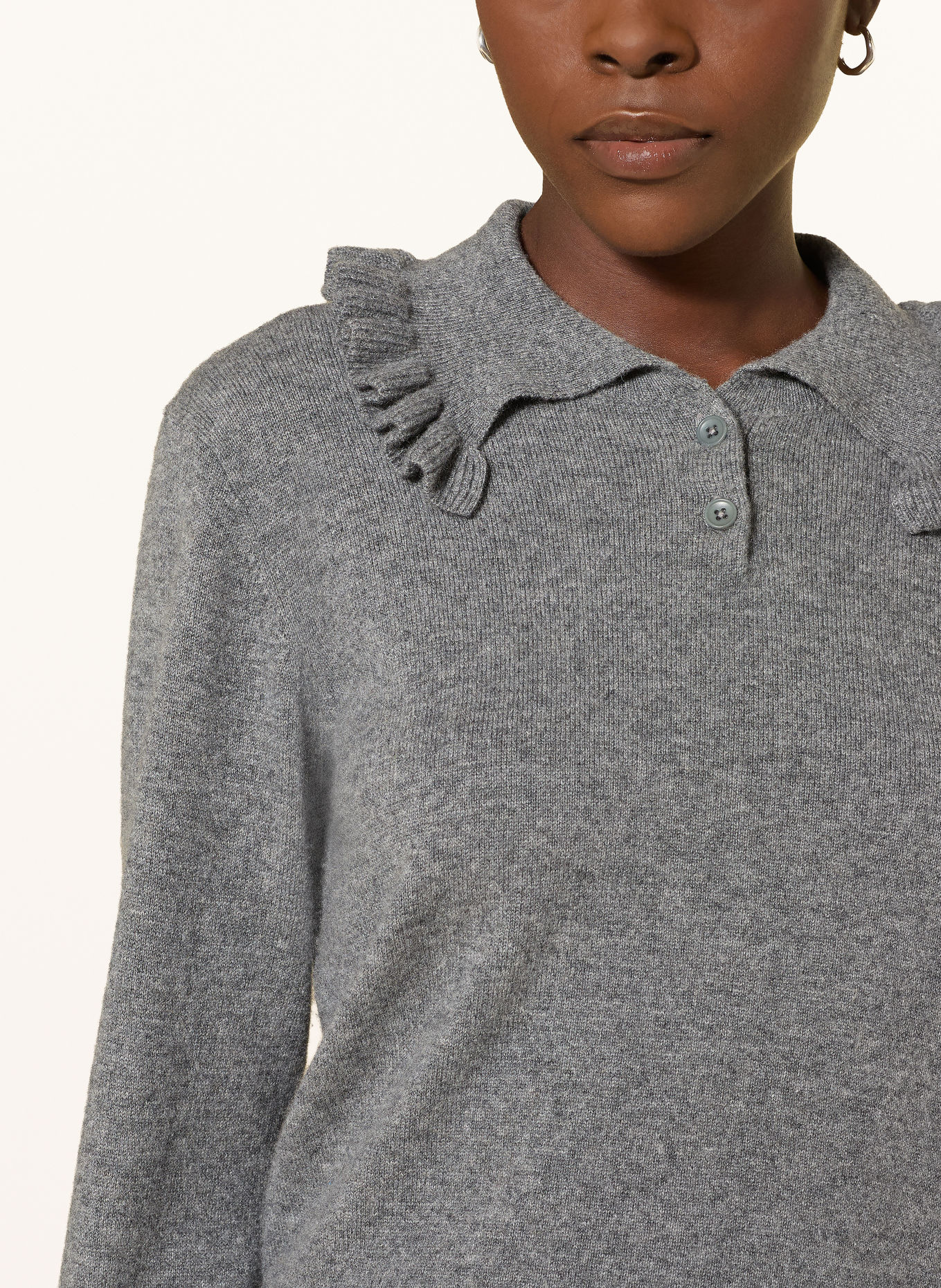 Alcidia da Veiga Cashmere-Pullover mit Rüschen: GRAU