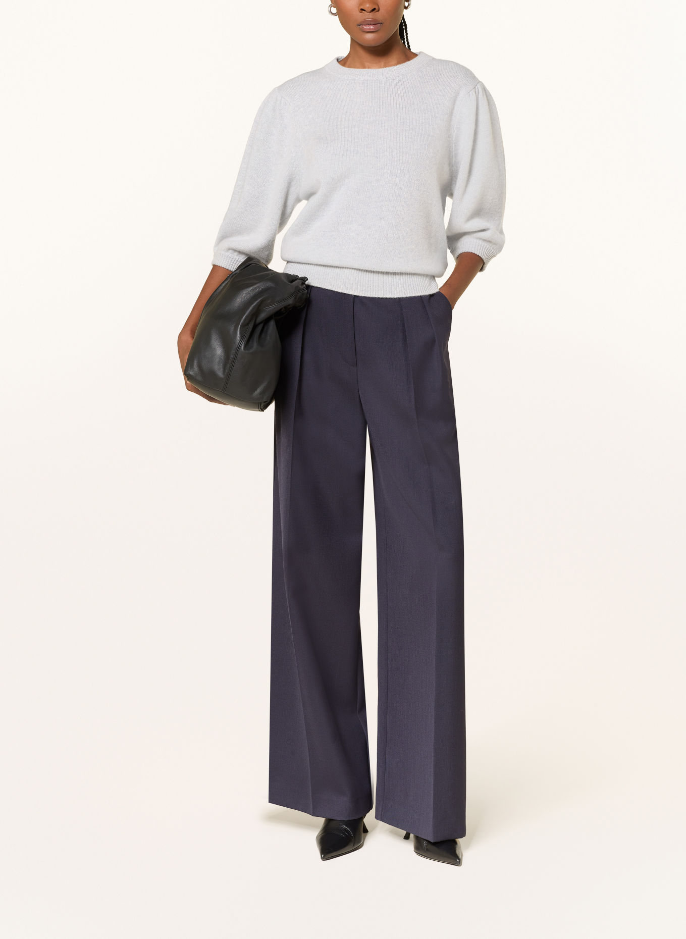 Alcidia da Veiga Pullover mit 3/4-Arm und Cashmere: HELLGRAU
