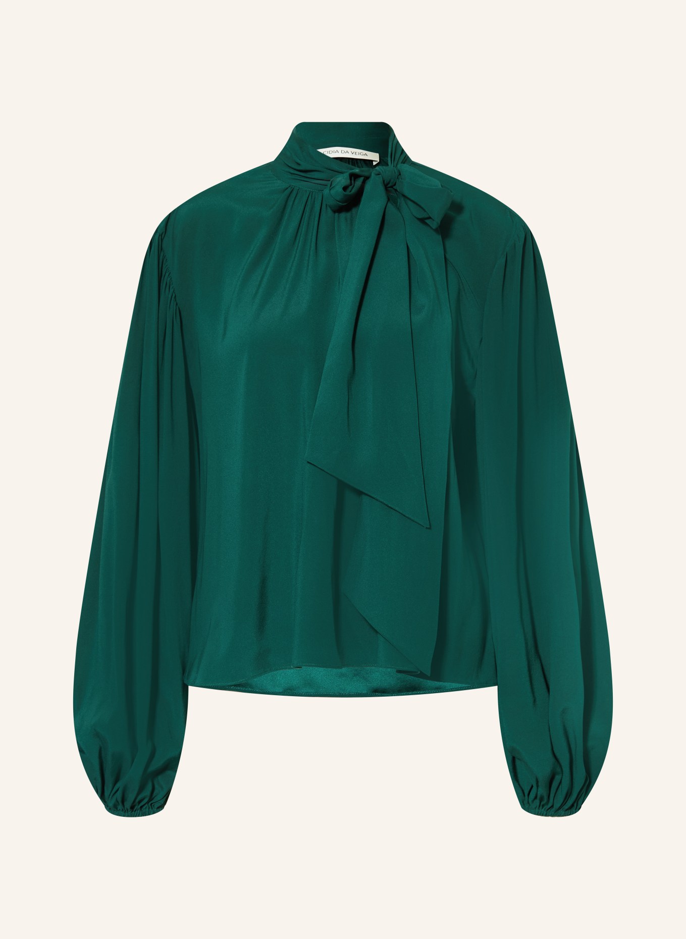 Alcidia da Veiga Zijden blouse met strik: DONKERGROEN