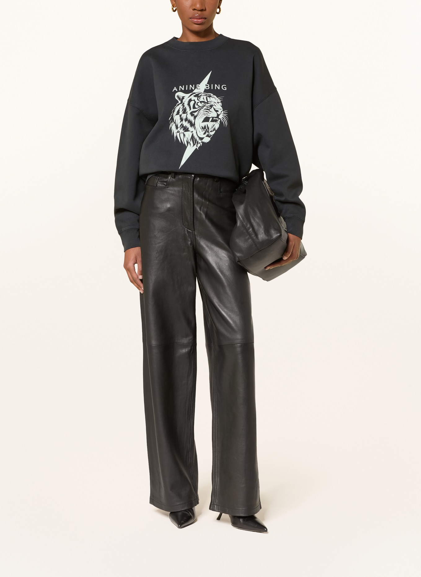 ANINE BING Mikina MILES: ČERNÁ / MÁTOVÁ