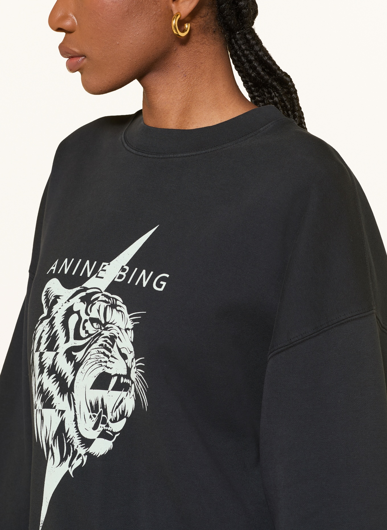 ANINE BING Mikina MILES: ČERNÁ / MÁTOVÁ