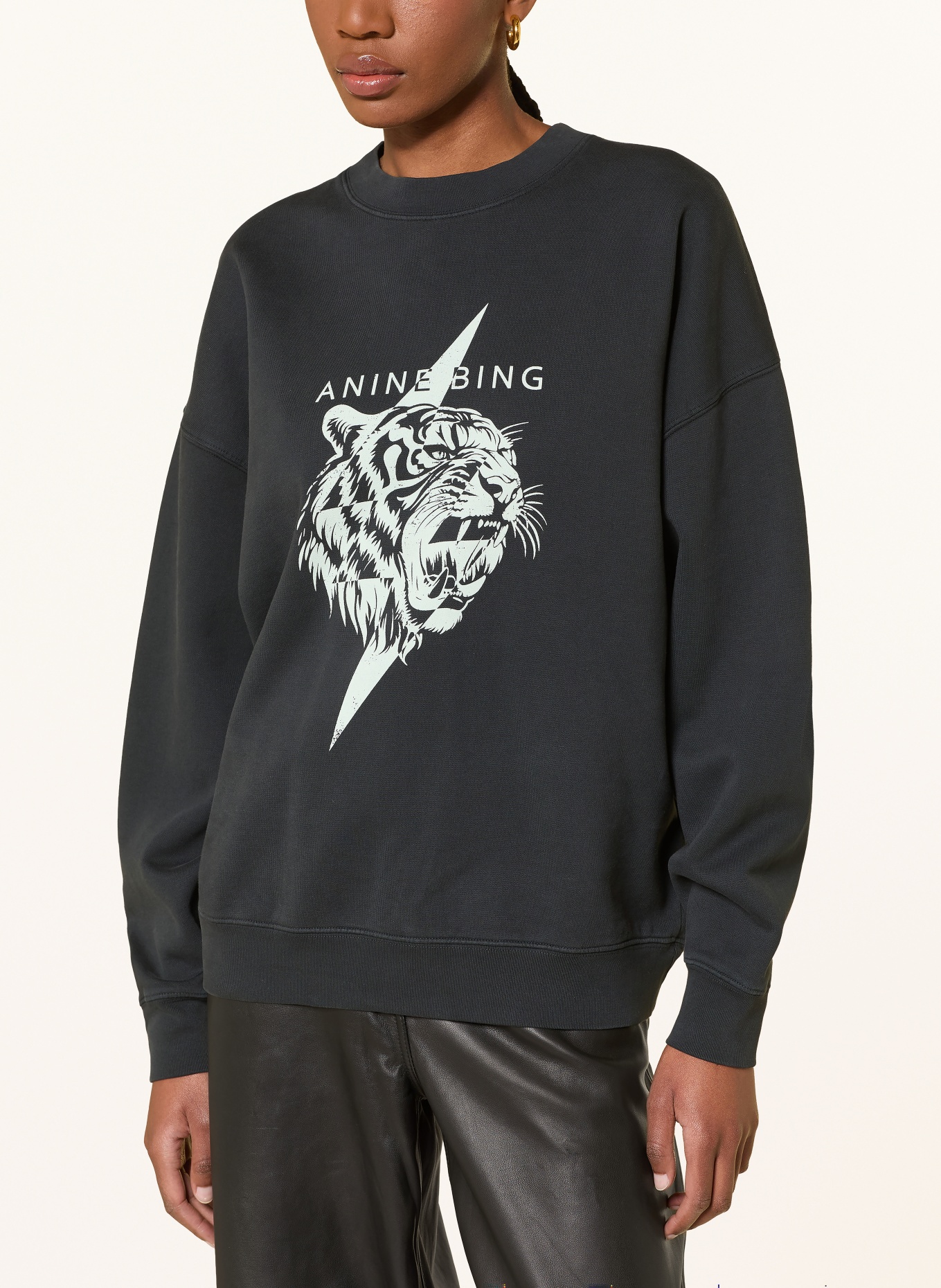 ANINE BING Mikina MILES: ČERNÁ / MÁTOVÁ