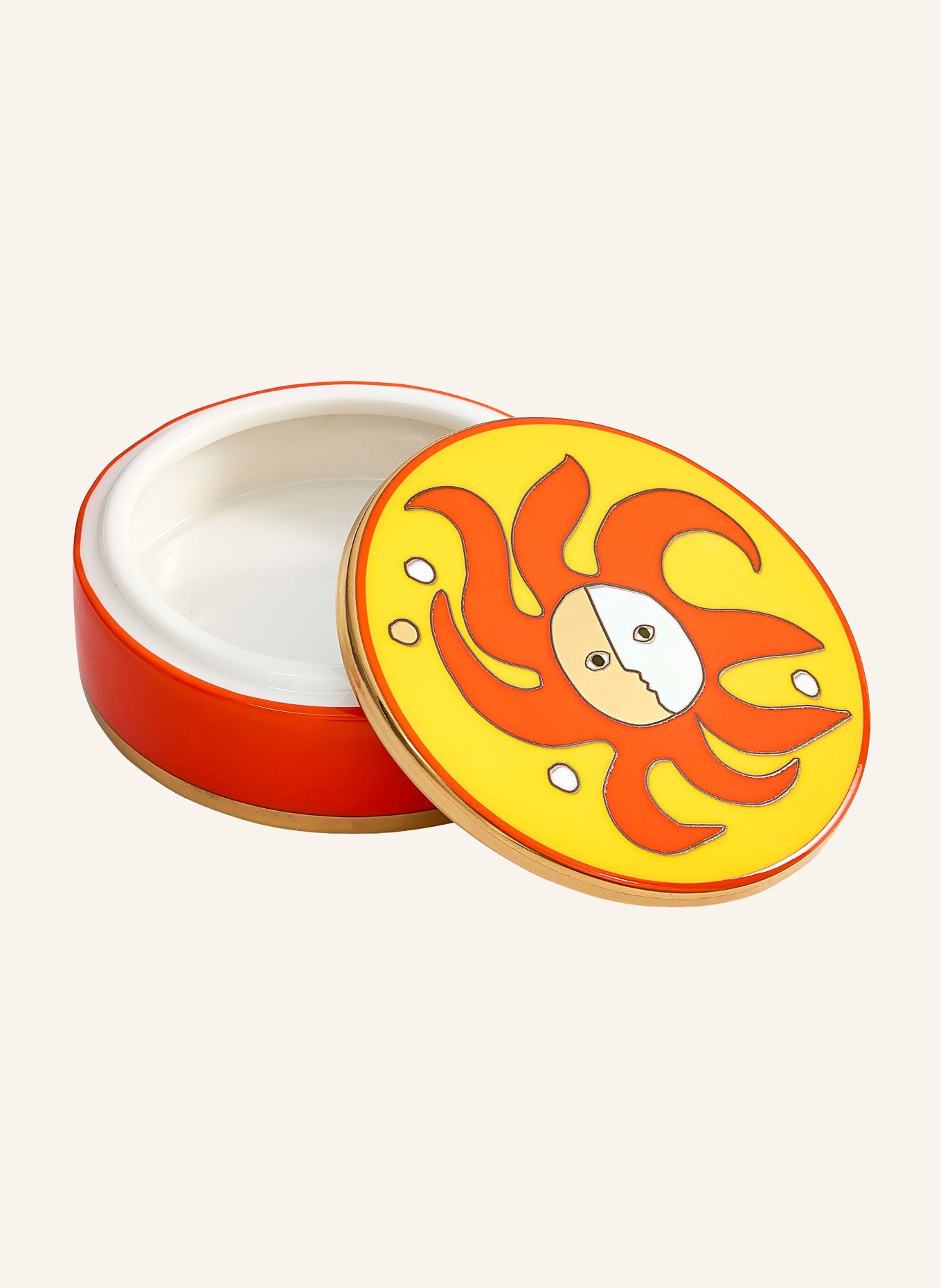JONATHAN ADLER Boîte de rangement PLAYA ROUND: ORANGE / JAUNE / BLANC