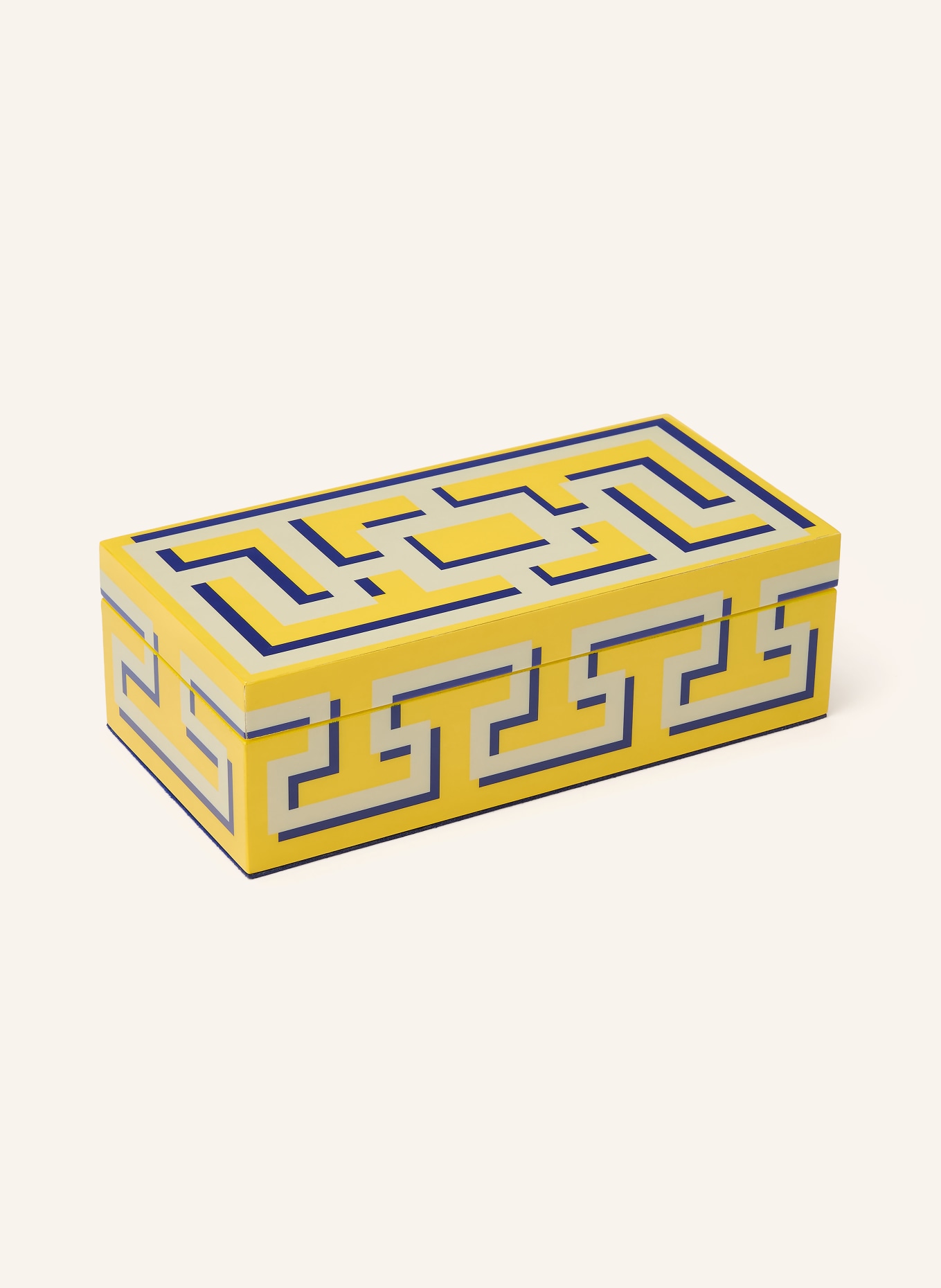 JONATHAN ADLER Boîte de rangement LABYRINTH LACQUER: JAUNE / GRIS CLAIR / BLEU