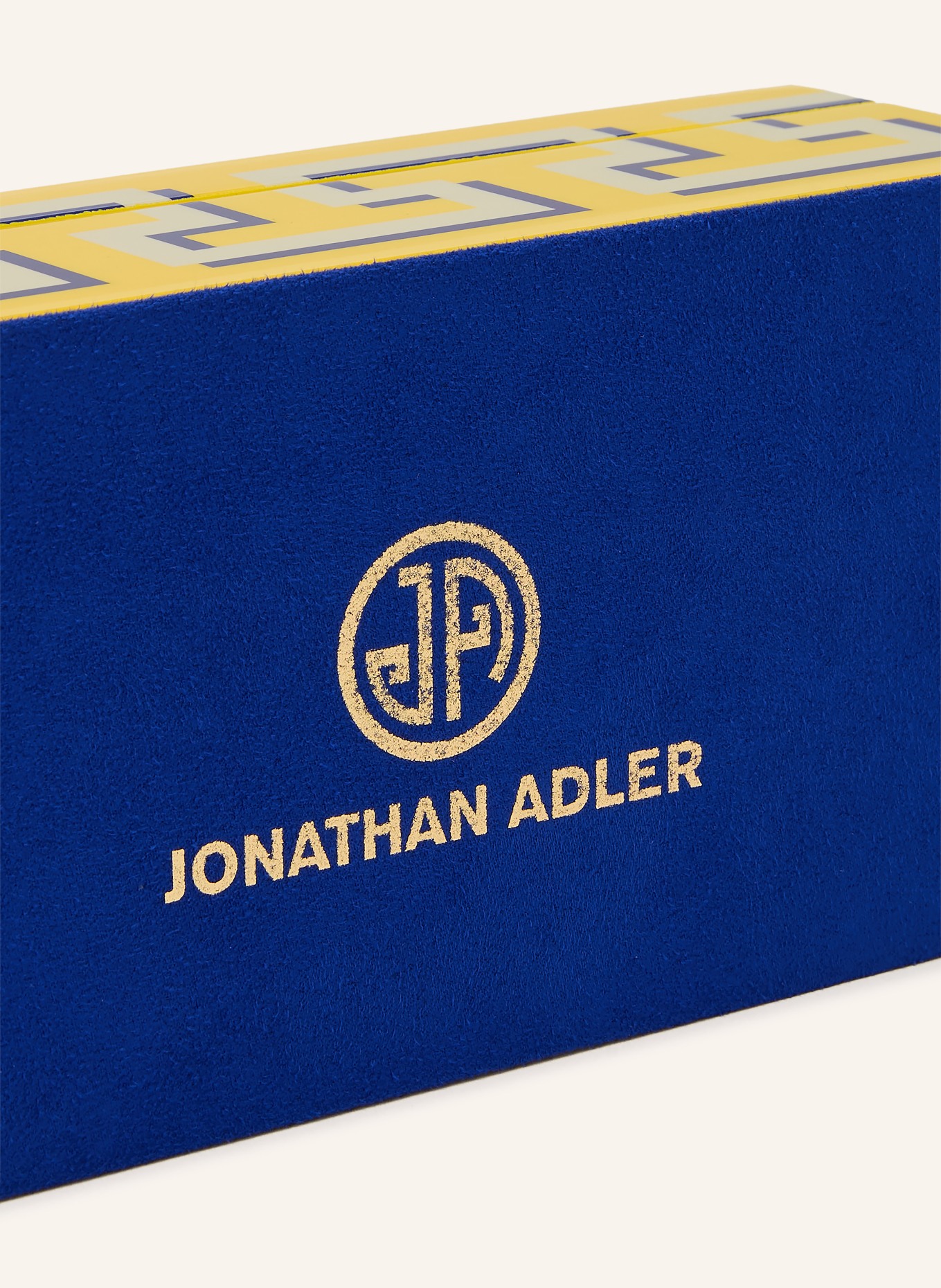 JONATHAN ADLER Boîte de rangement LABYRINTH LACQUER: JAUNE / GRIS CLAIR / BLEU