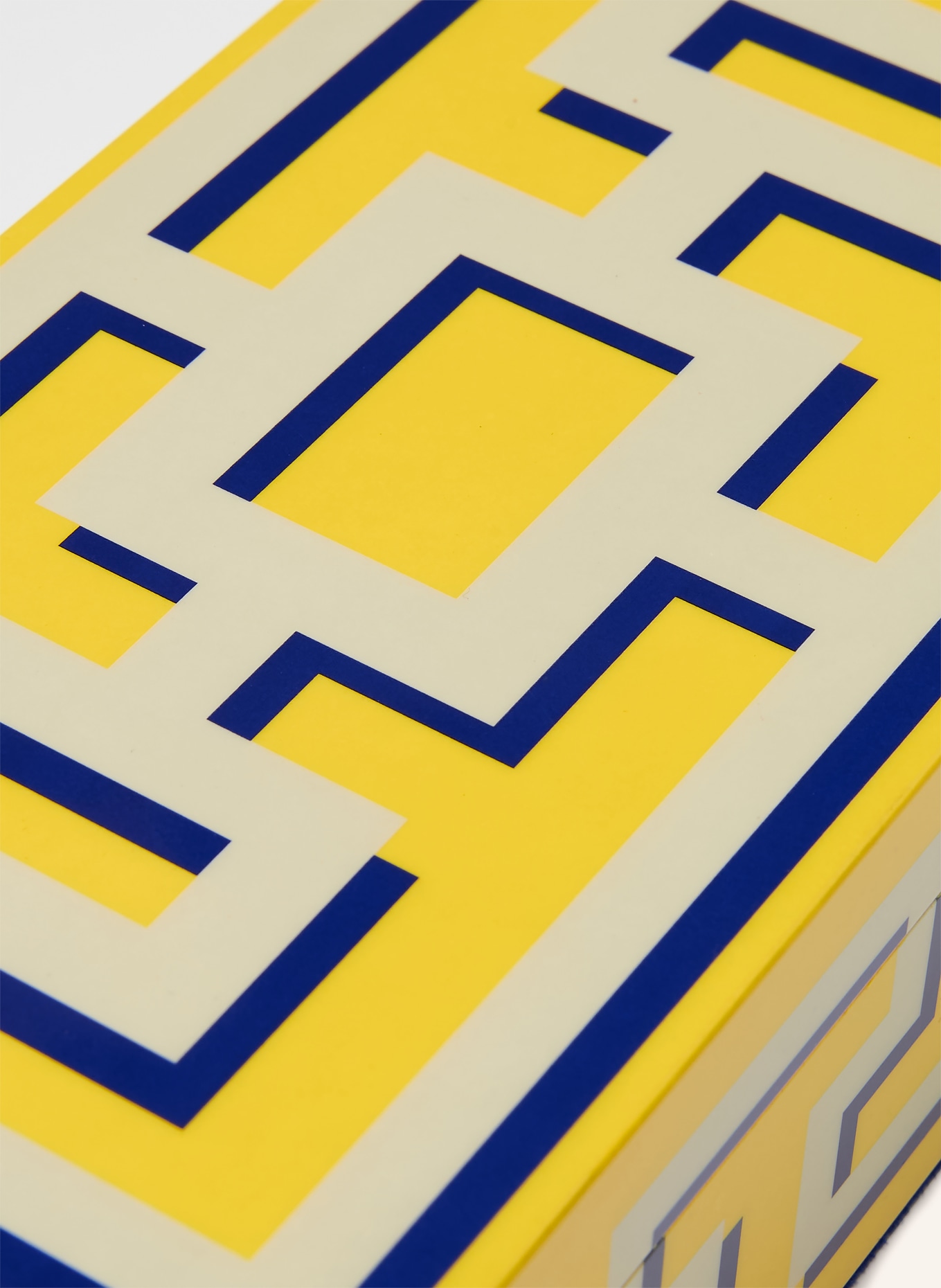 JONATHAN ADLER Boîte de rangement LABYRINTH LACQUER: JAUNE / GRIS CLAIR / BLEU