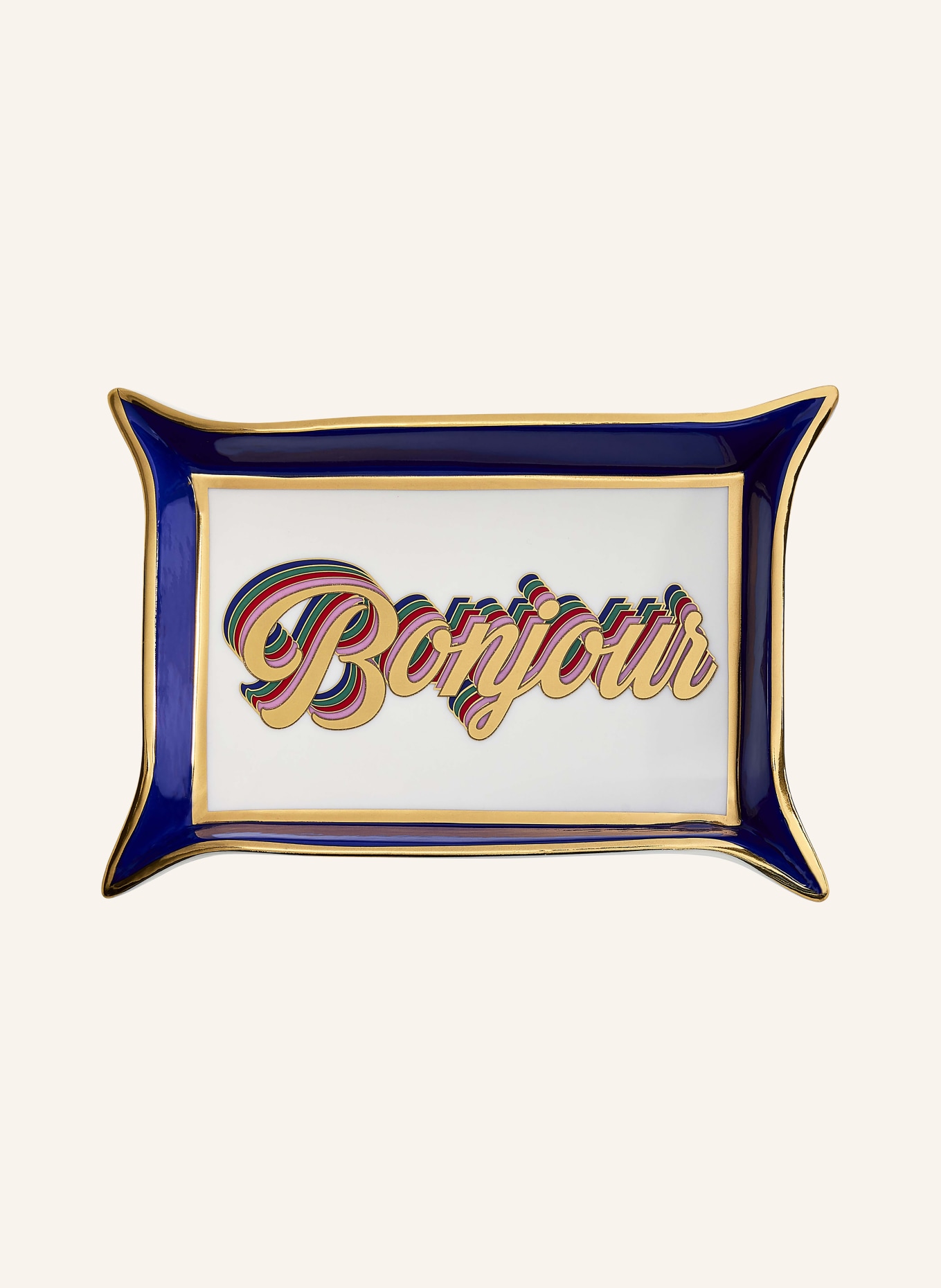 JONATHAN ADLER Bol BONJOUR VALET: BLEU FONCÉ / OR / CRÈME