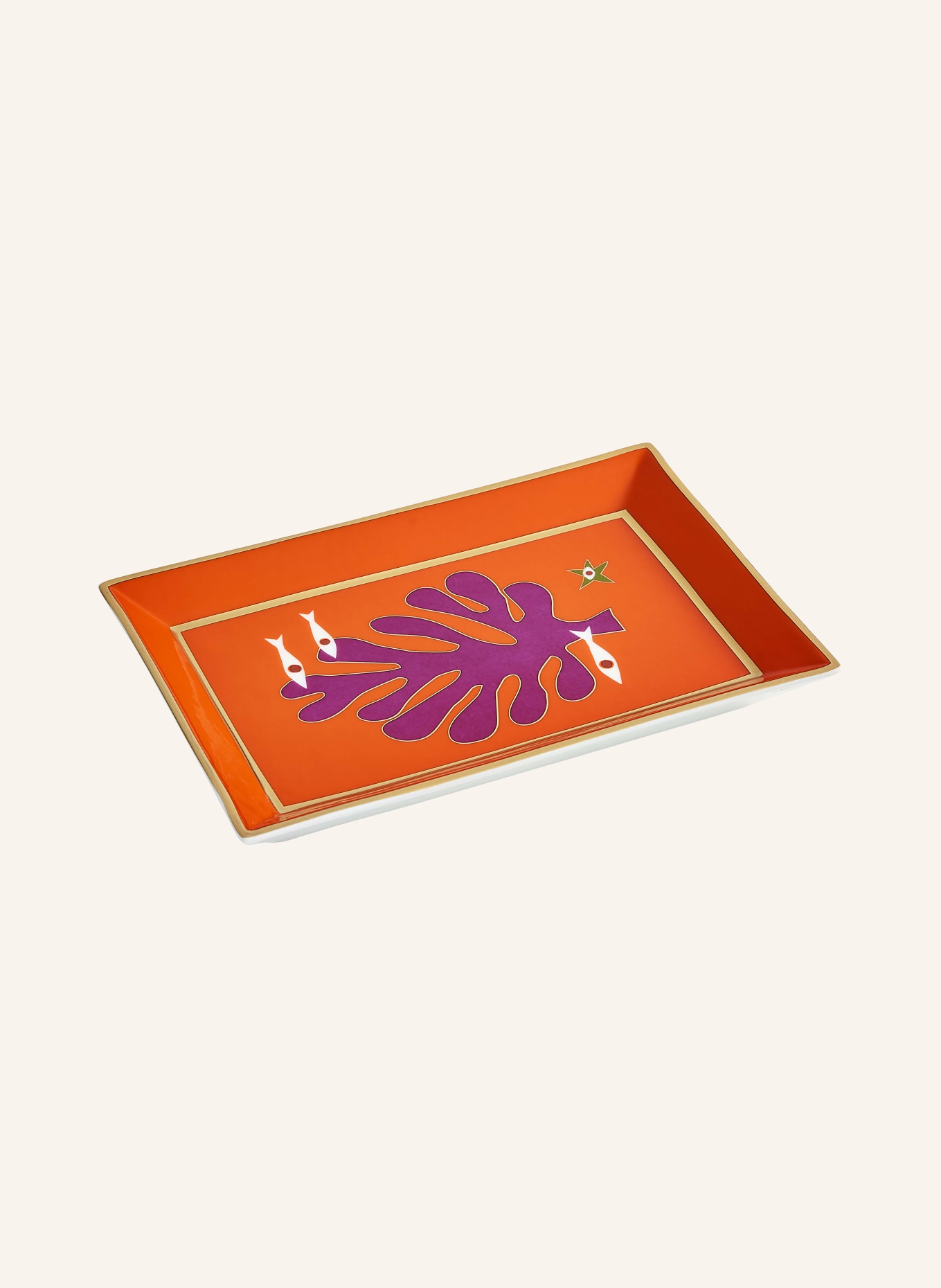 JONATHAN ADLER Bol PLAYA RECTANGLE: ORANGE / CRÈME / LILAS
