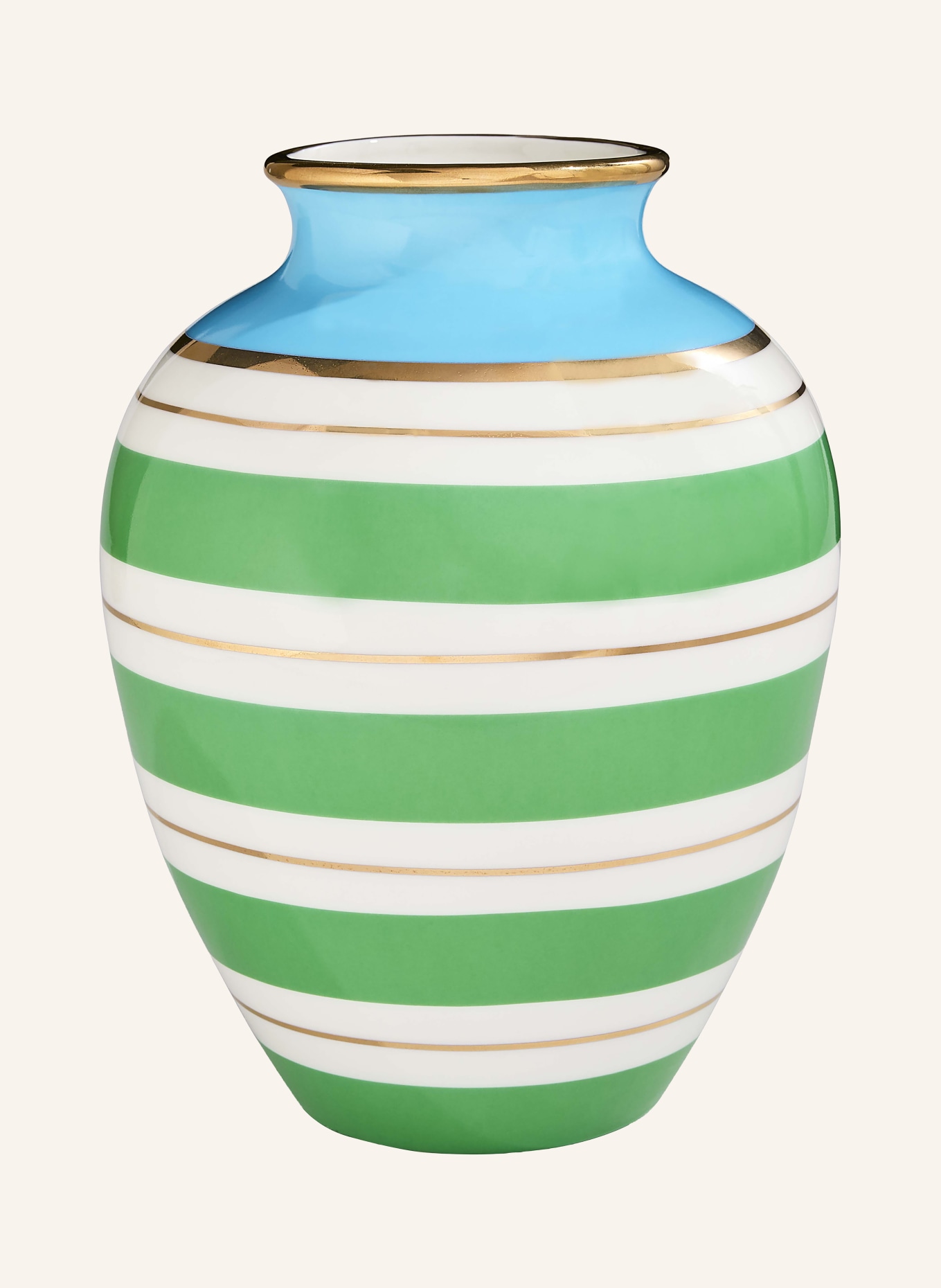 JONATHAN ADLER Vase PORTOFINO URN: VERT / OR / CRÈME