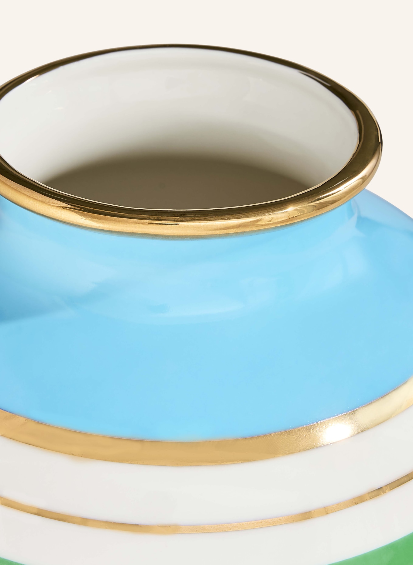 JONATHAN ADLER Vase PORTOFINO URN: VERT / OR / CRÈME