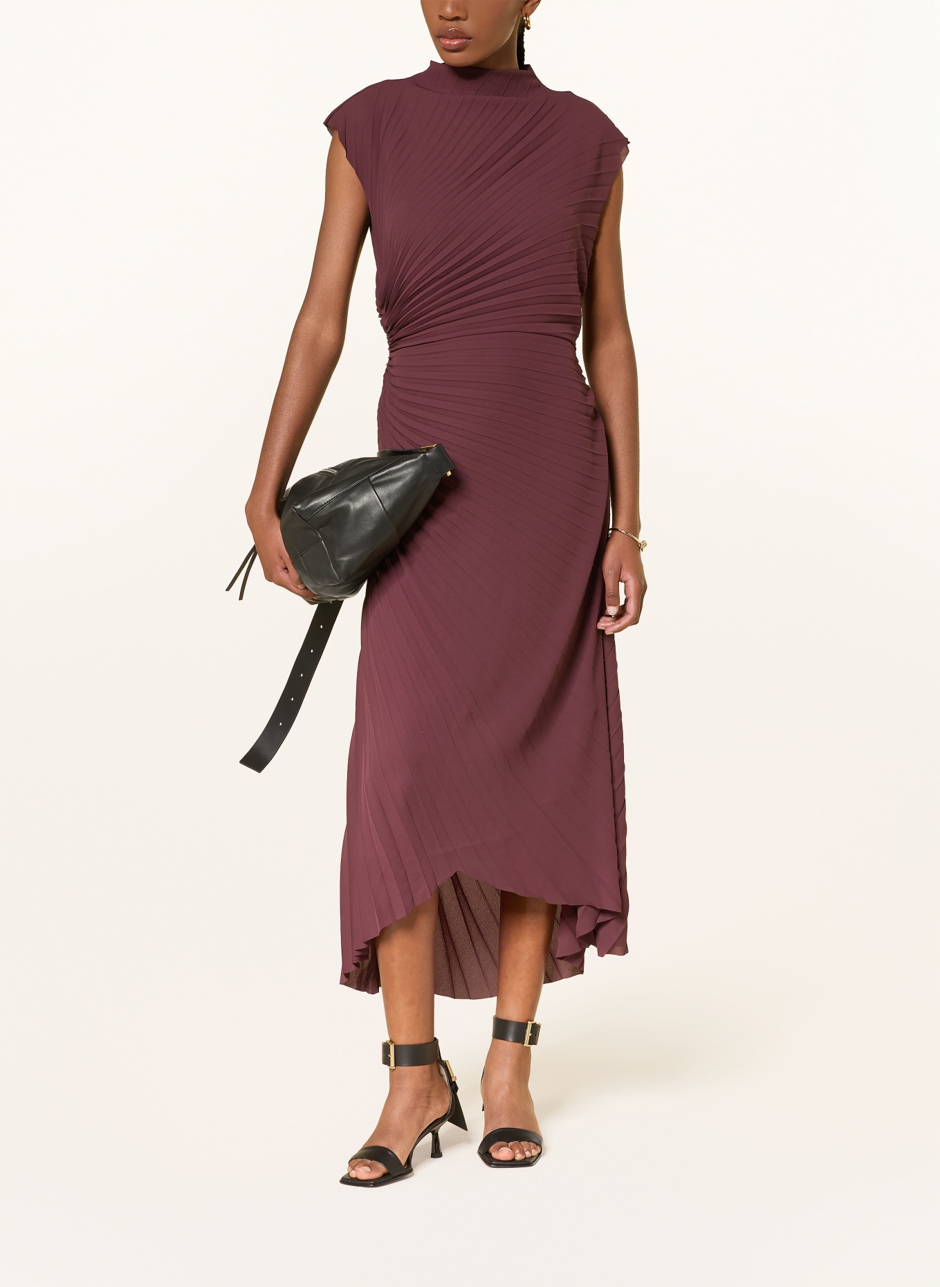 ALLSAINTS Robe plissée RAYANNA: ROUGE FONCÉ