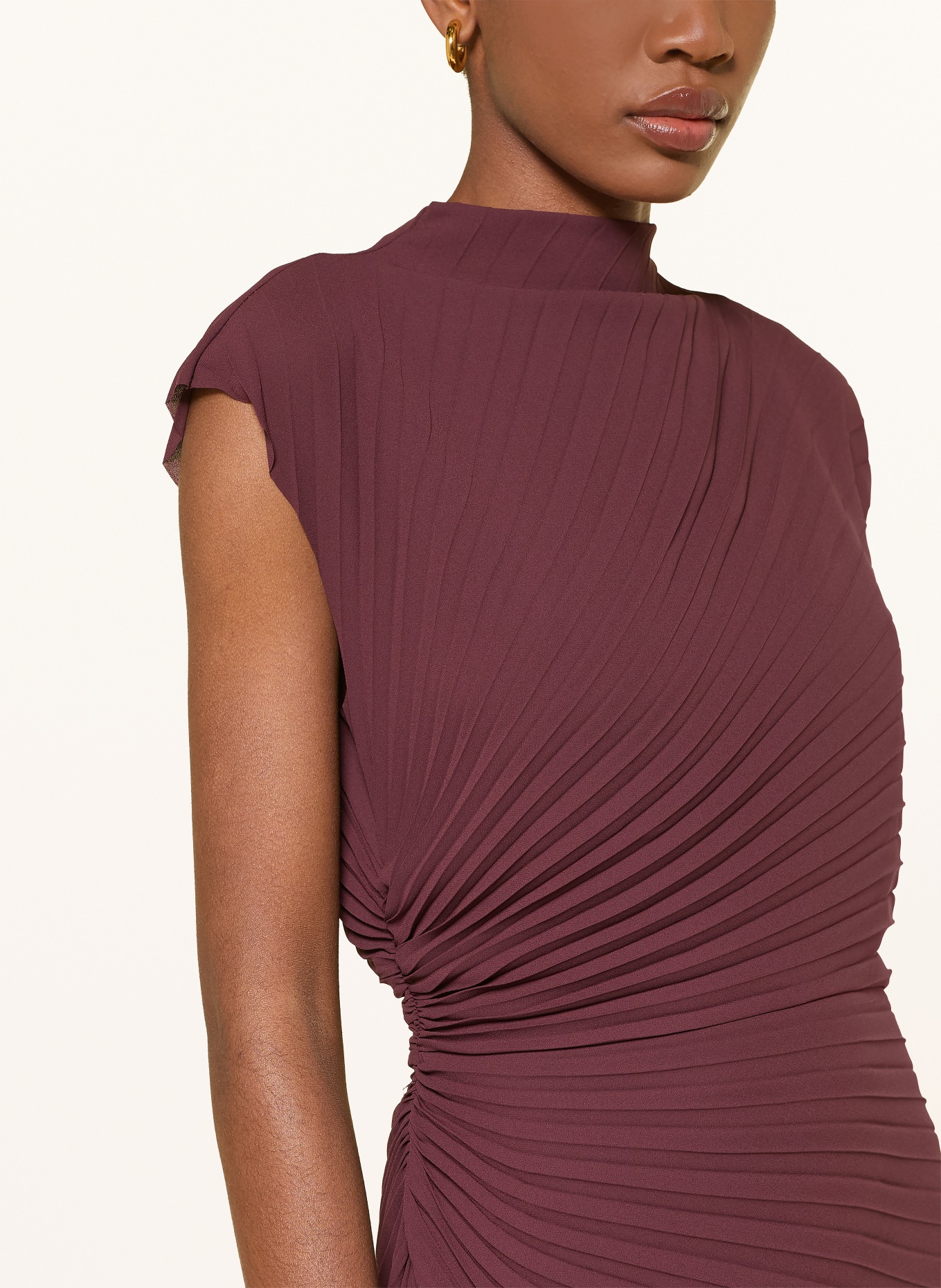 ALLSAINTS Robe plissée RAYANNA: ROUGE FONCÉ