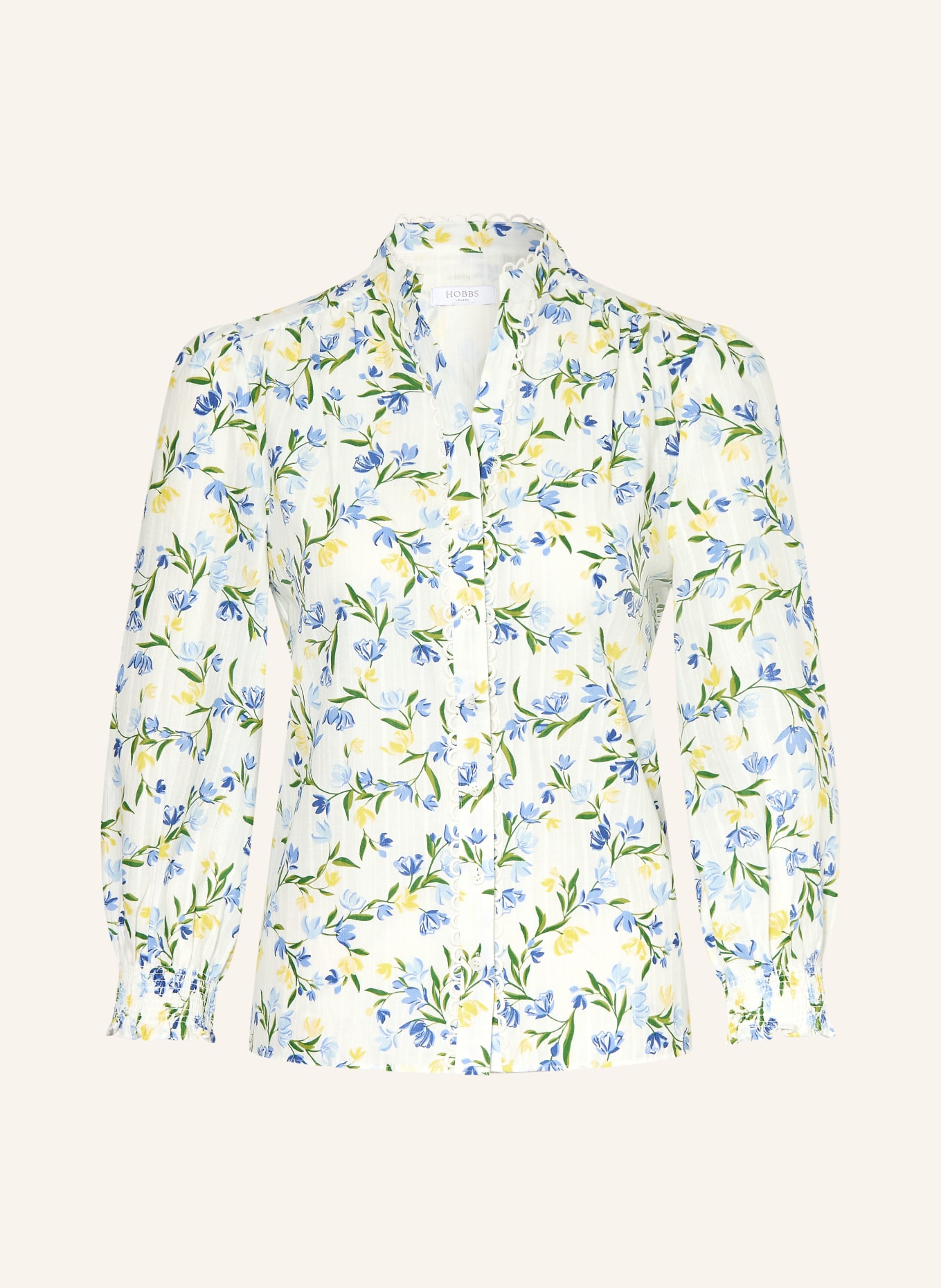 HOBBS Bluse IMELDA mit 3/4-Arm: CREME / GRÜN / HELLBLAU