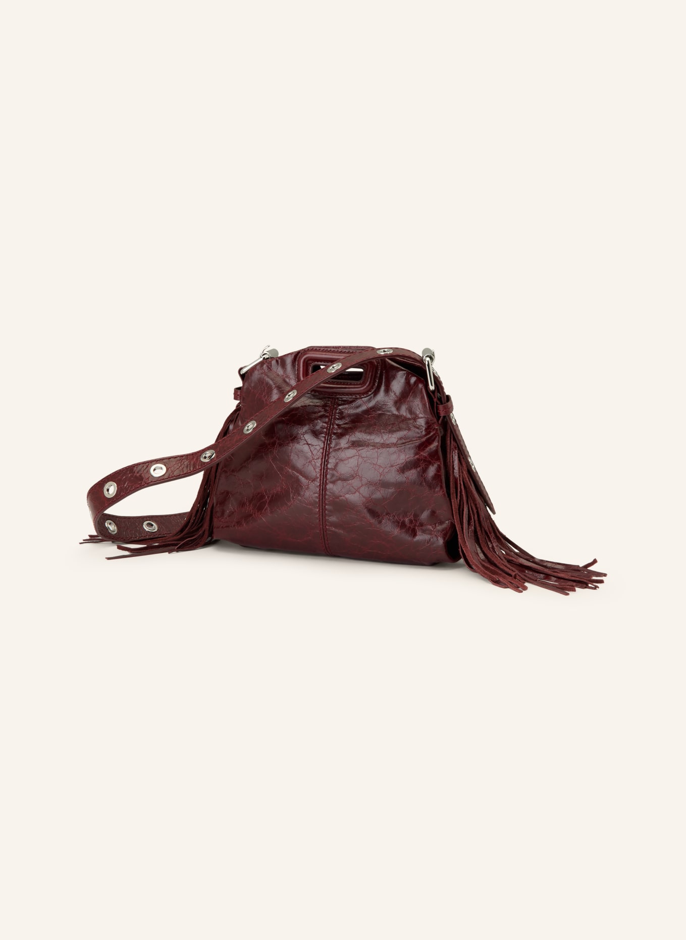 maje Handtasche: DUNKELROT / SILBER