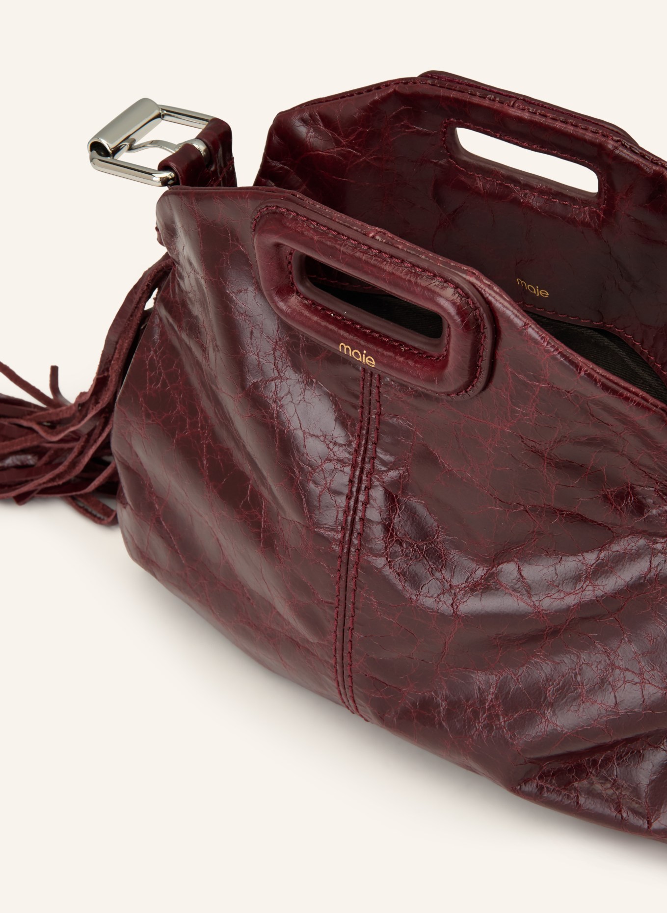 maje Handtasche: DUNKELROT / SILBER