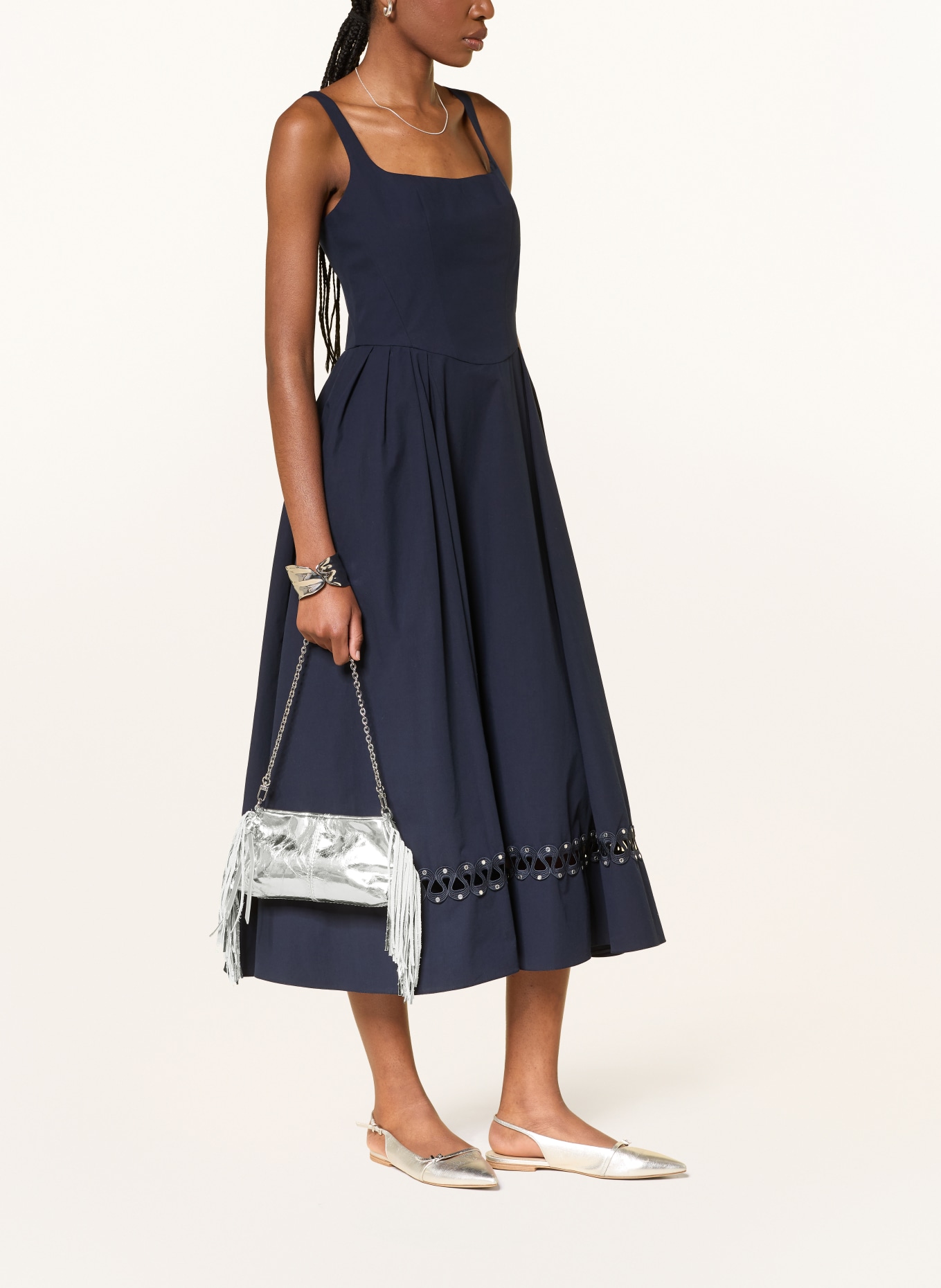 maje Handtasche mit Fransen: SILBER