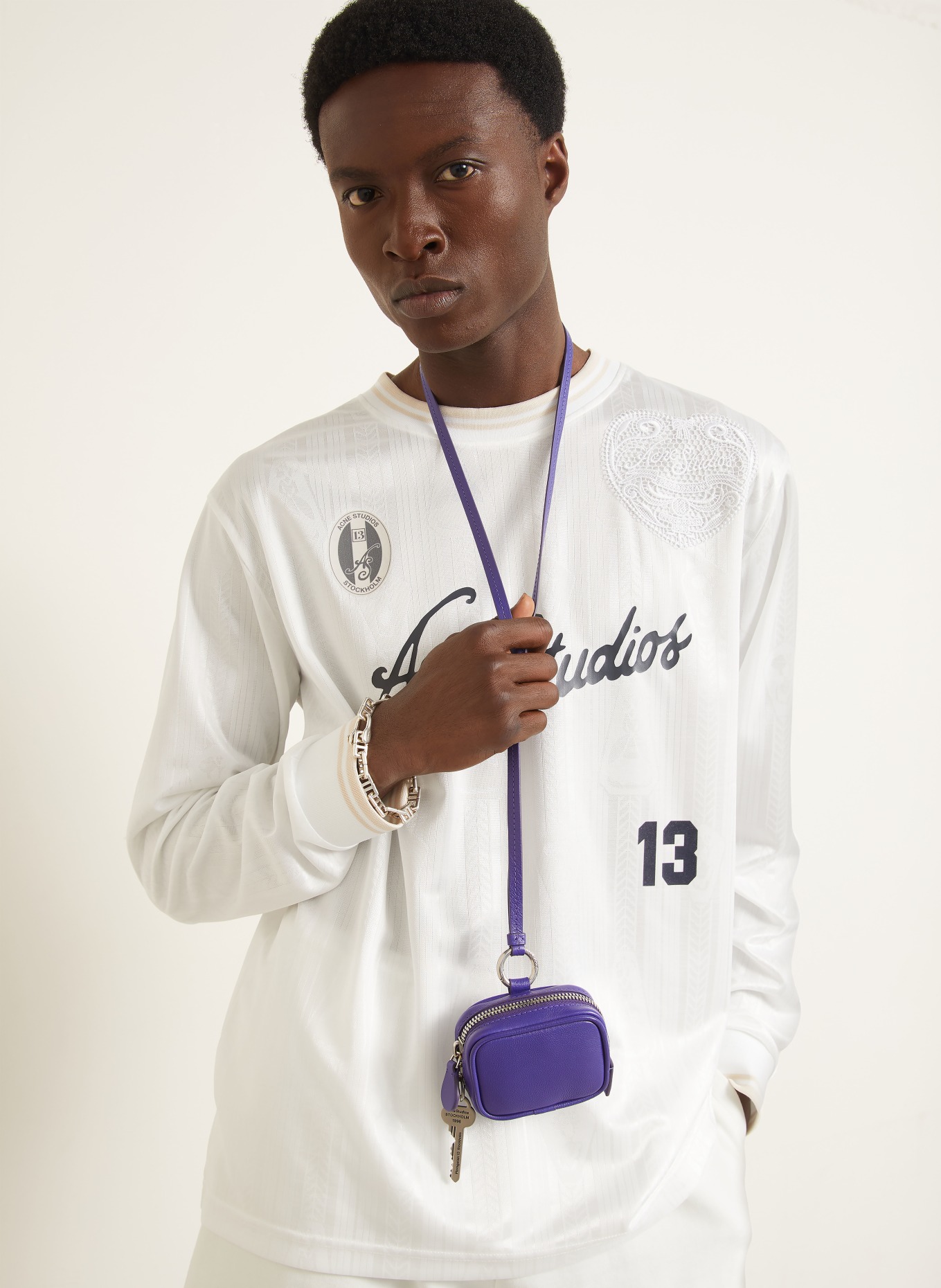 Acne Studios Micro-sac: LILAS / ARGENT