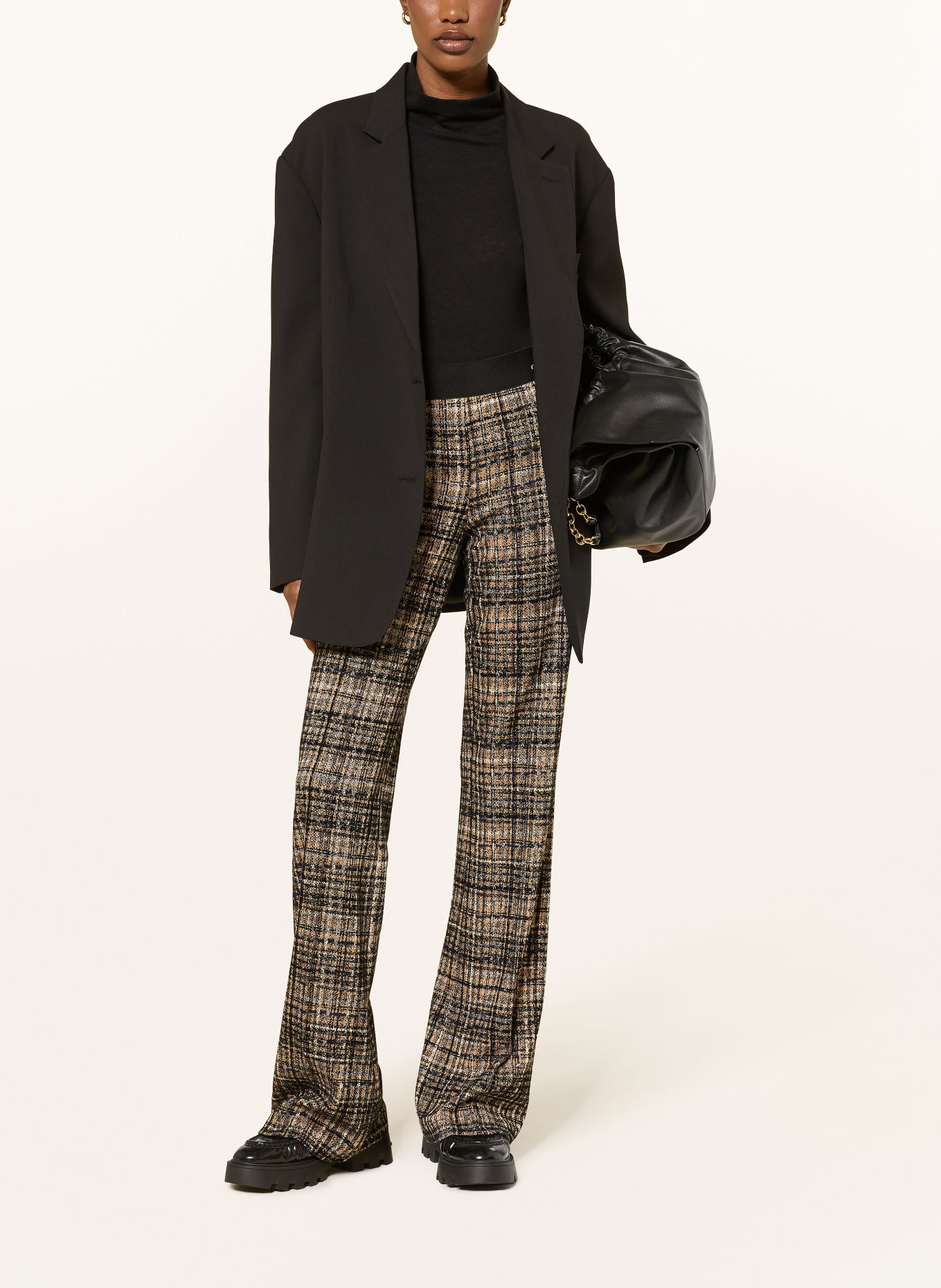 CAMBIO FRANCIS Velvet Bootcut Pants: BEIGE / DARK BLUE / BLACK
