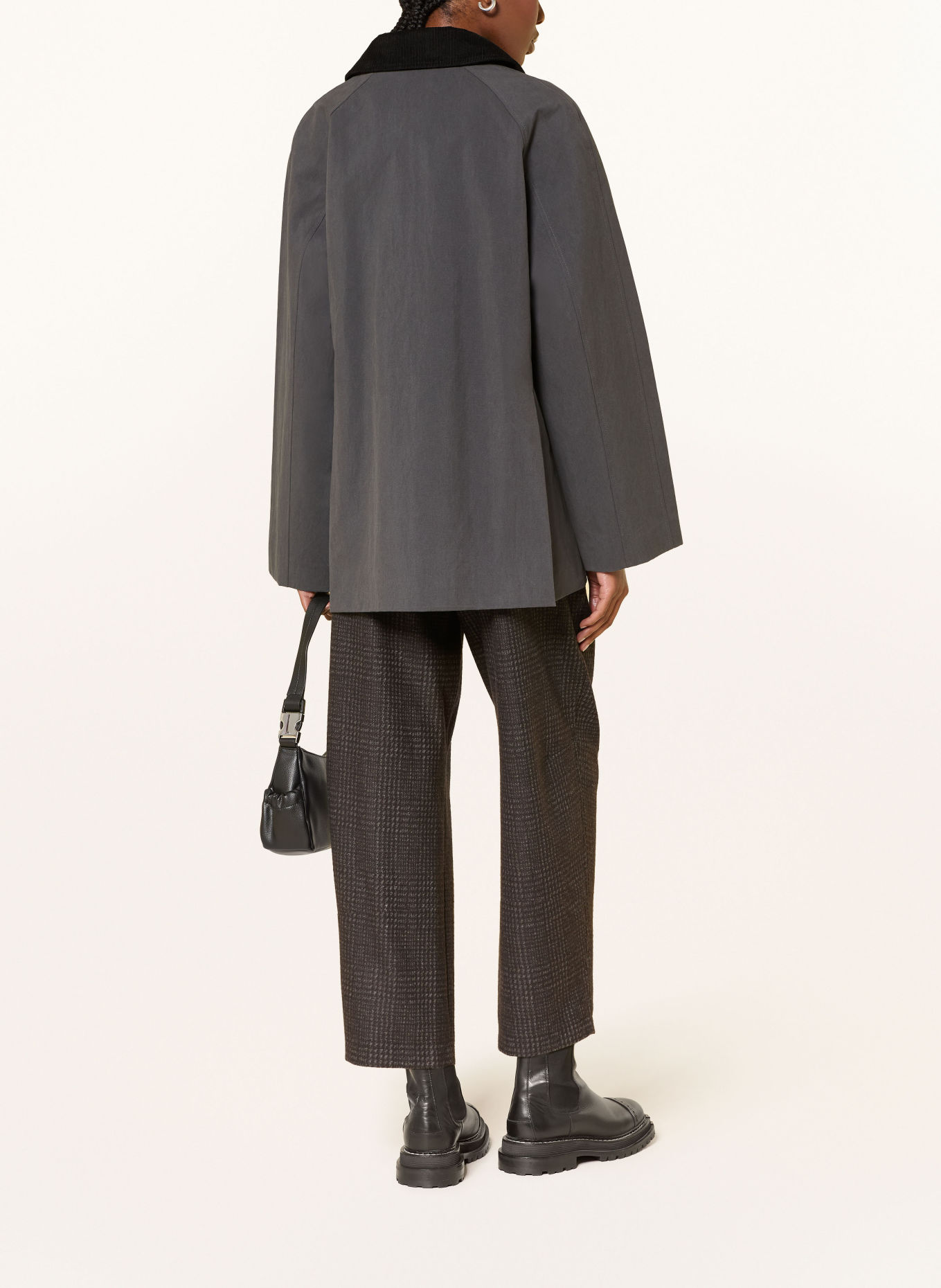 CAMBIO 7/8-broek OLIVE van flanel: ZWART / GRIJS