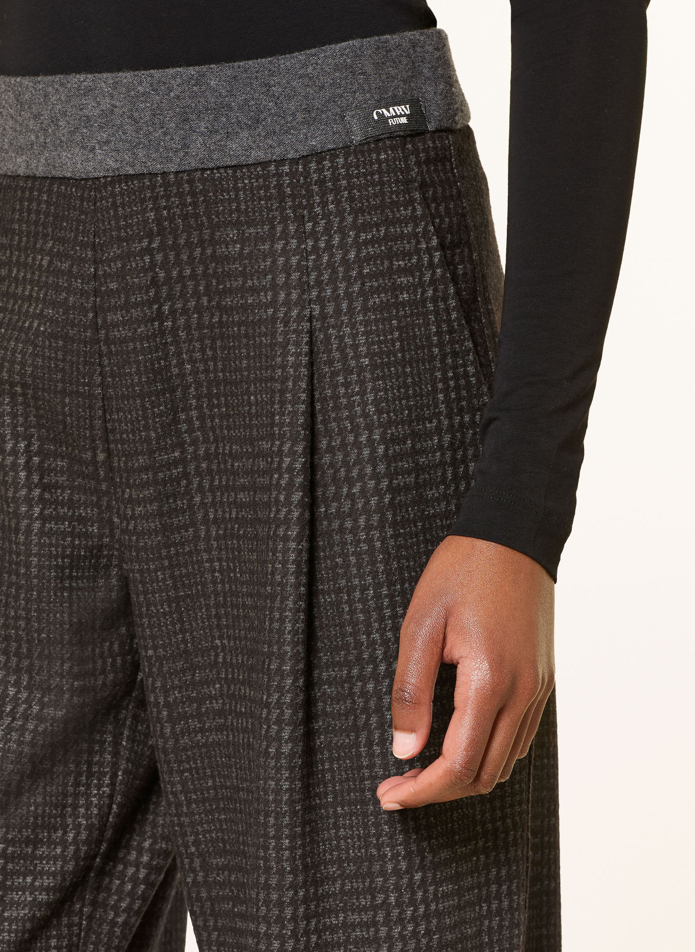 CAMBIO 7/8-broek OLIVE van flanel: ZWART / GRIJS