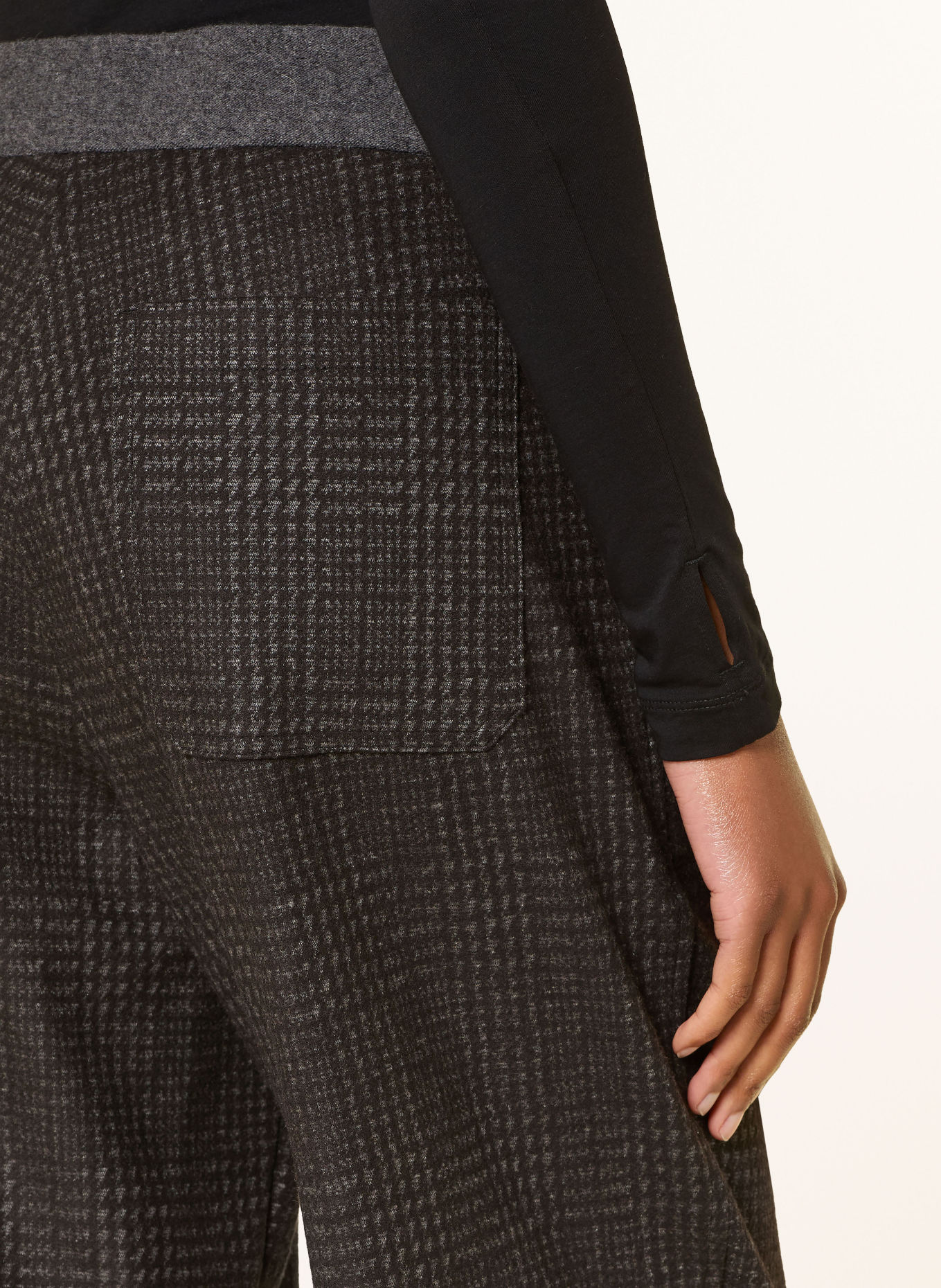 CAMBIO 7/8-broek OLIVE van flanel: ZWART / GRIJS