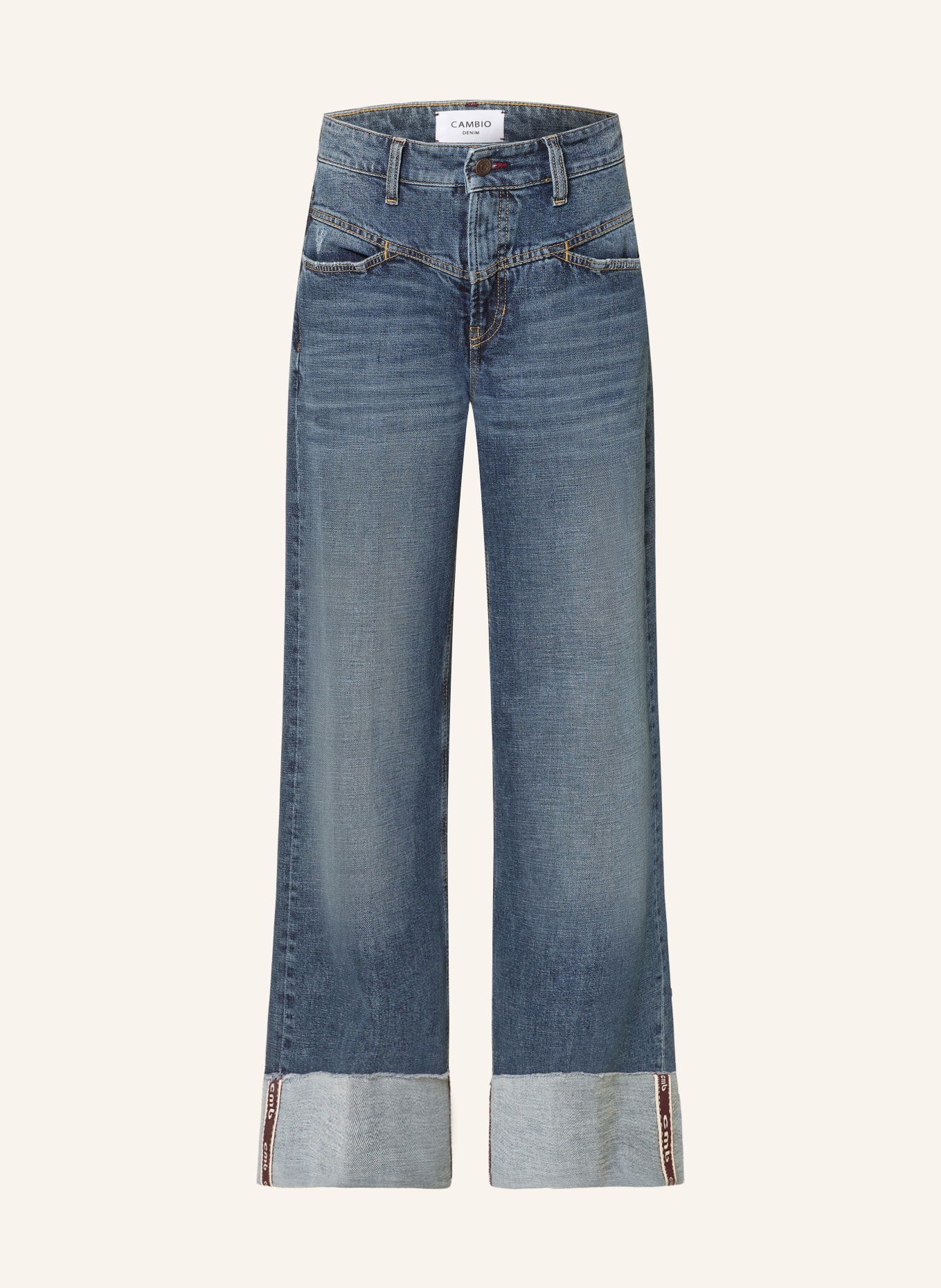 CAMBIO Wide-Leg Jeans ANTONIA: 5068 faded cross fringed
