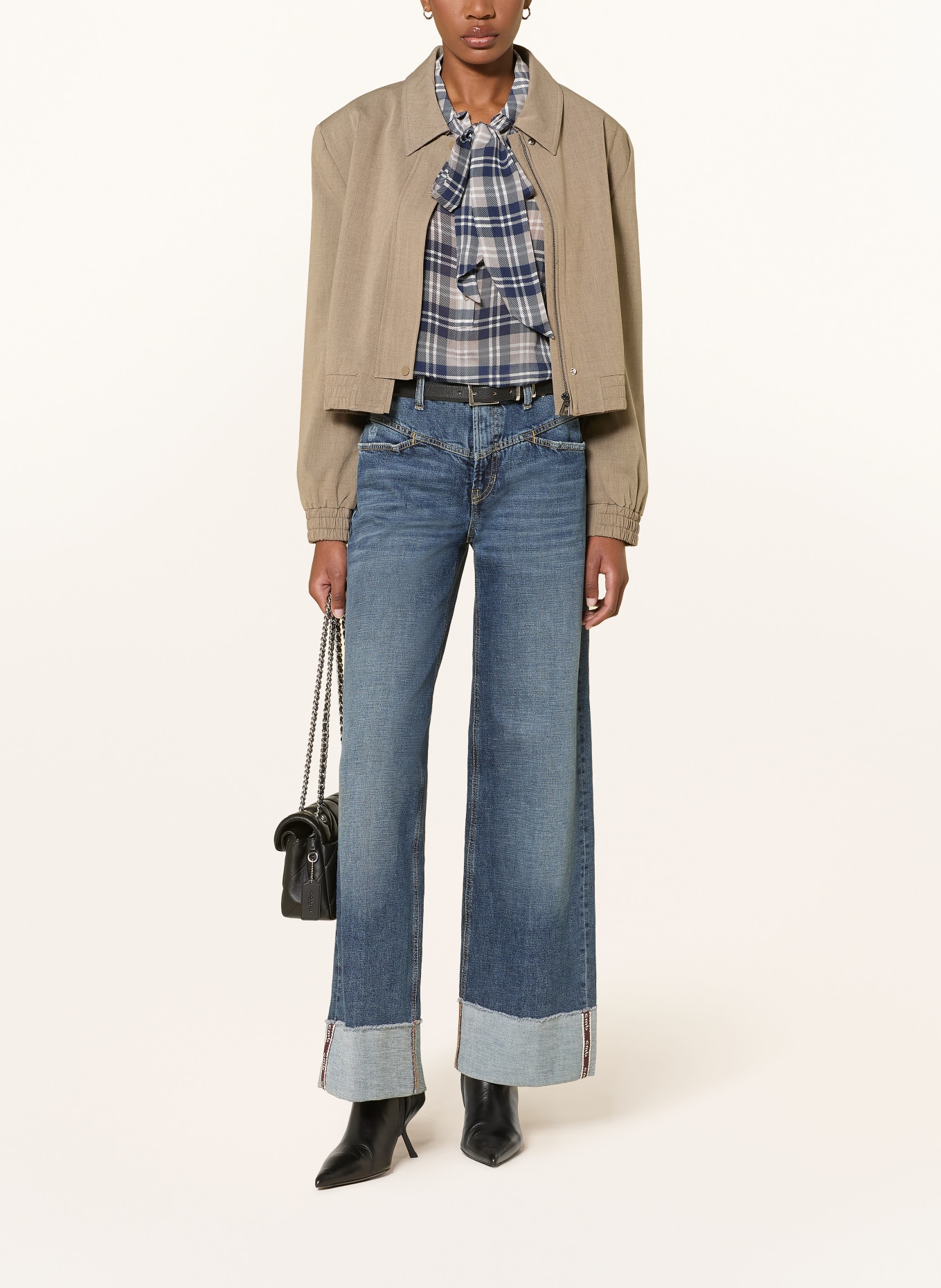 CAMBIO Wide-Leg Jeans ANTONIA: 5068 faded cross fringed