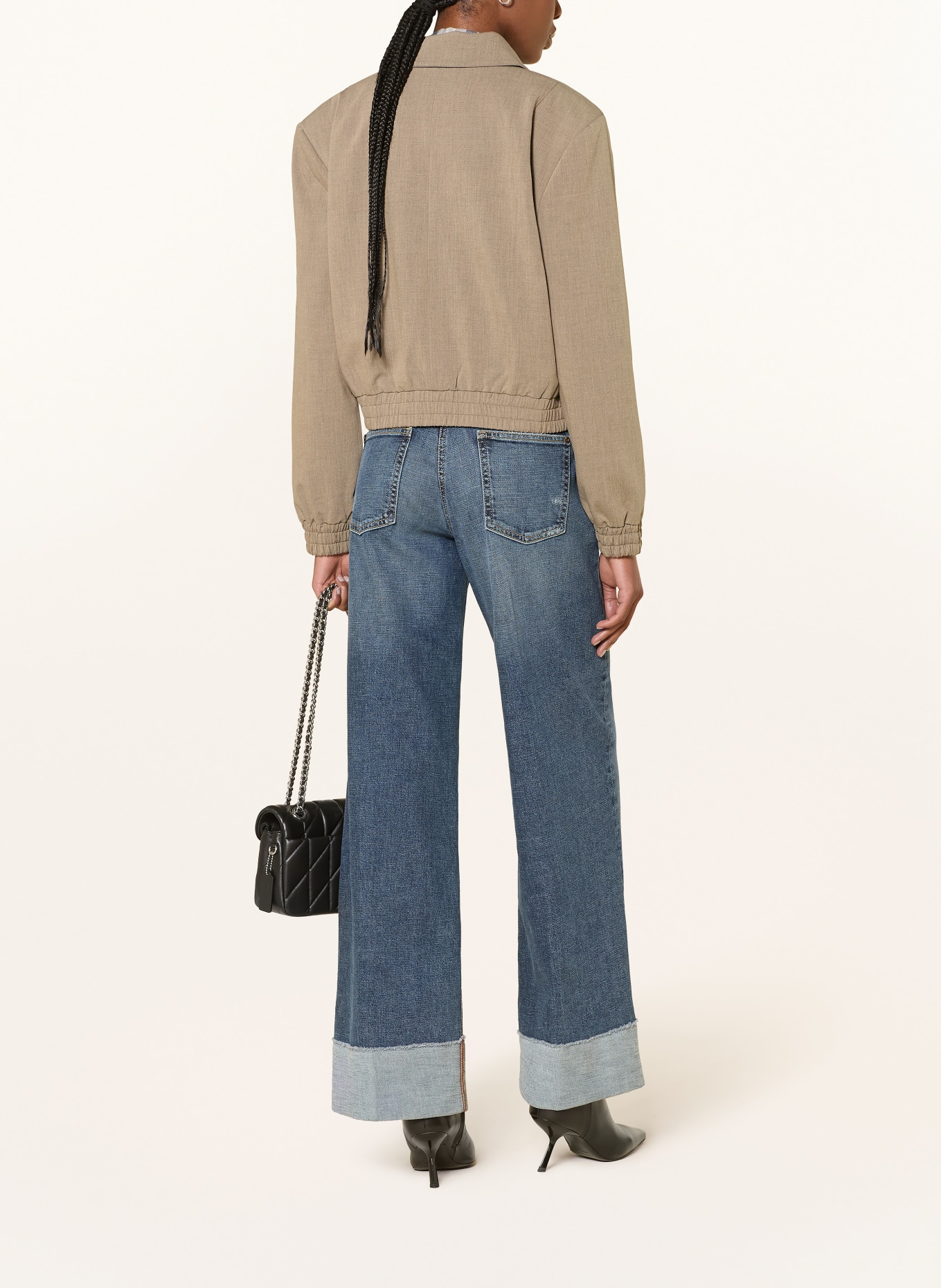 CAMBIO Wide-Leg Jeans ANTONIA: 5068 faded cross fringed