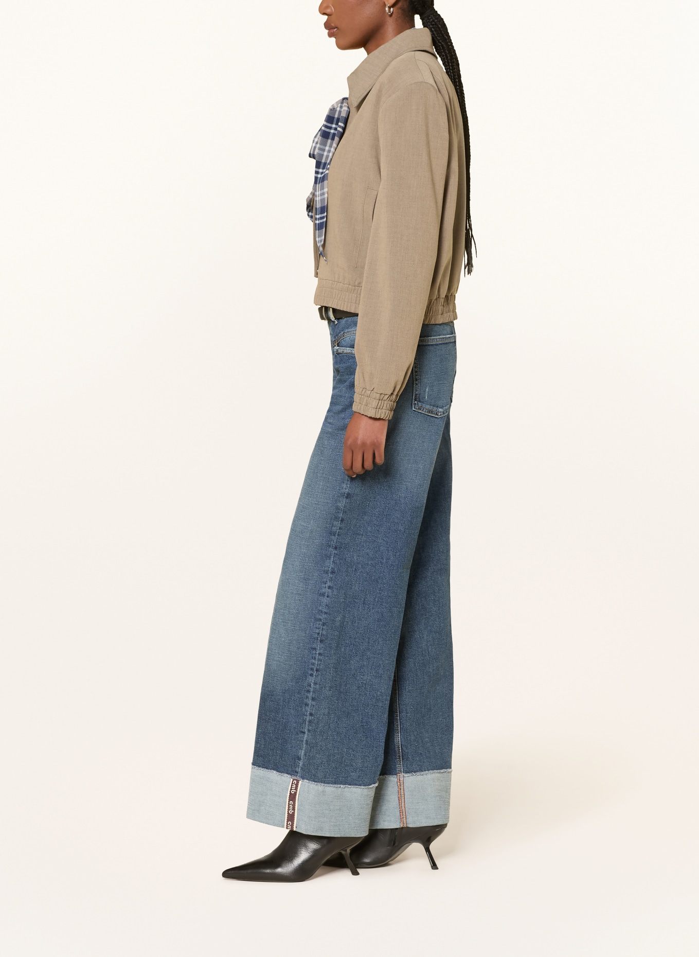 CAMBIO Wide-Leg Jeans ANTONIA: 5068 faded cross fringed