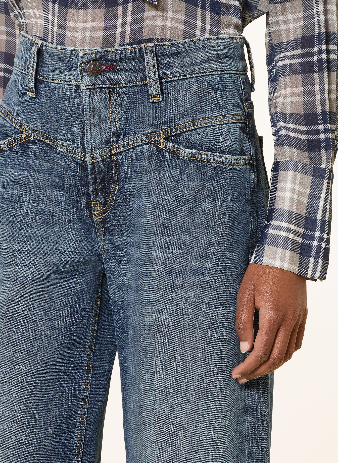 CAMBIO Wide-Leg Jeans ANTONIA: 5068 faded cross fringed