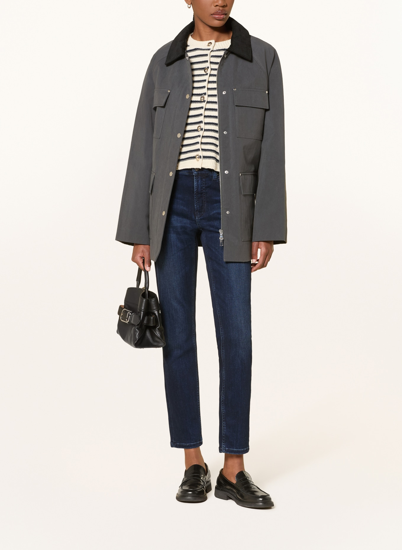 CAMBIO RAJA Skinny Jeans with Studs: 5060 soft cozy blue
