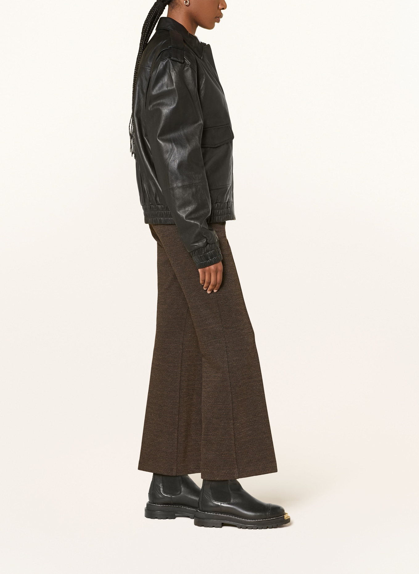 CAMBIO FRANCOISE Bootcut Pants: DARK BROWN / BLACK