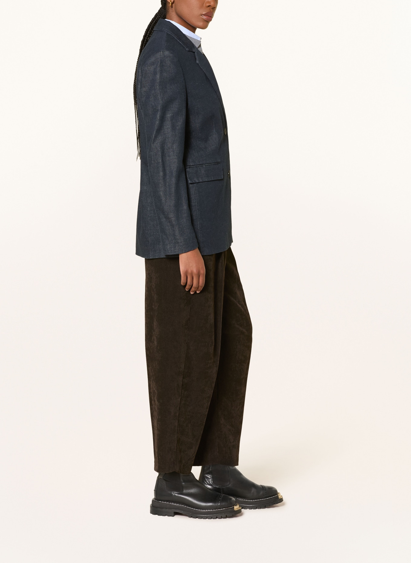 CAMBIO ORTENSIA Cord Pants: DARK BROWN