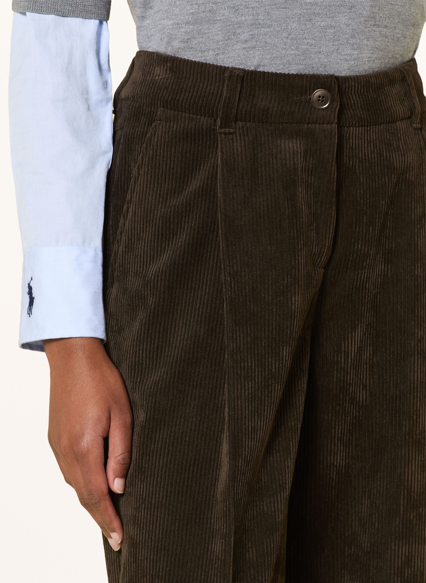 CAMBIO ORTENSIA Cord Pants: DARK BROWN