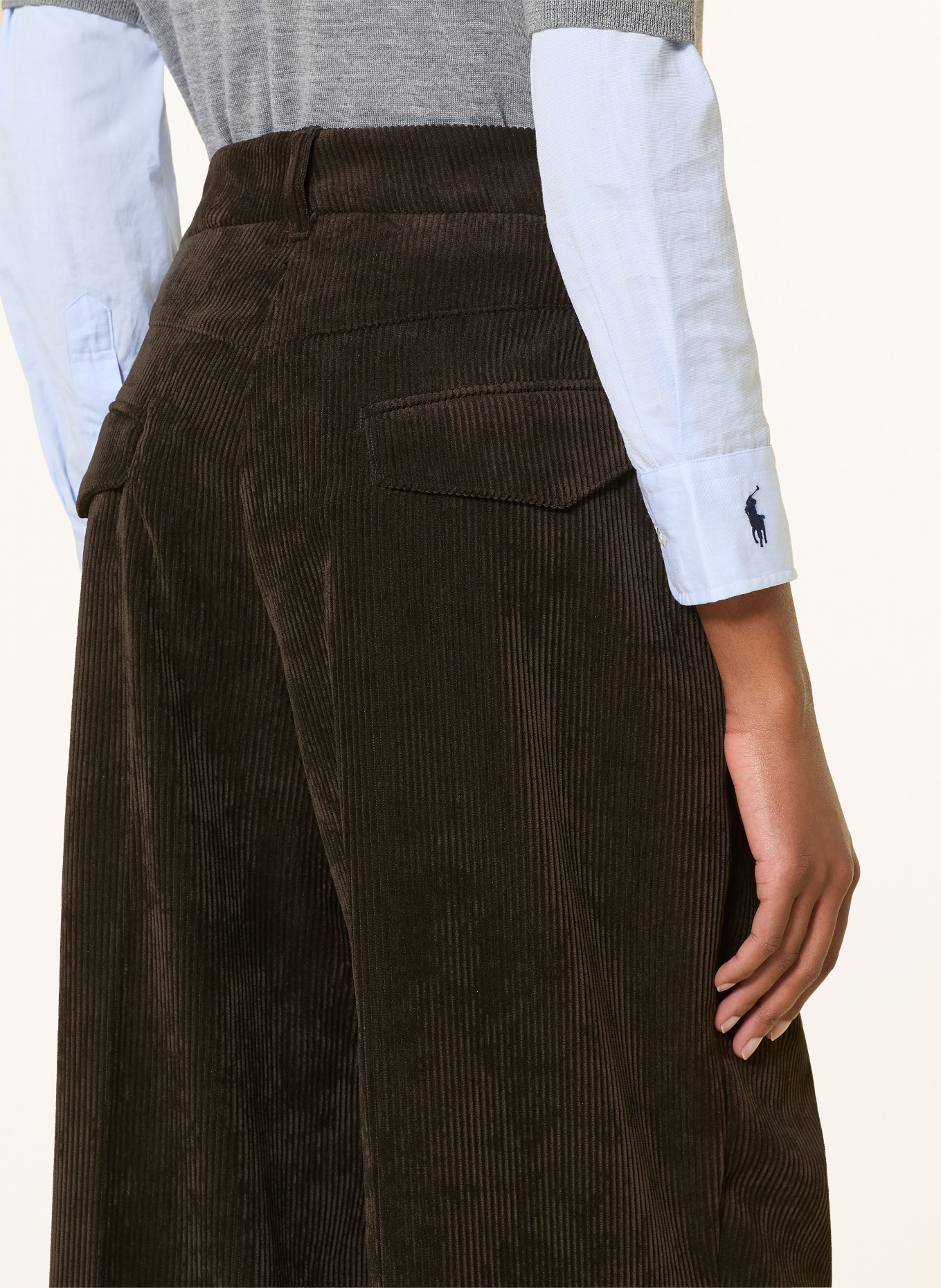 CAMBIO ORTENSIA Cord Pants: DARK BROWN
