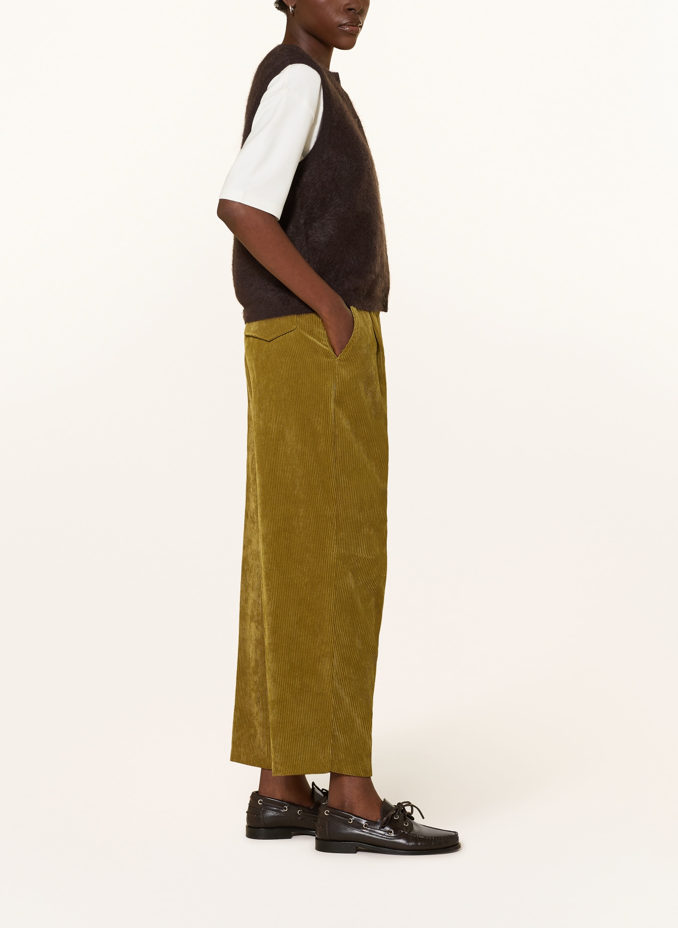 CAMBIO Pantalon en velours côtelé ORTENSIA: VERT
