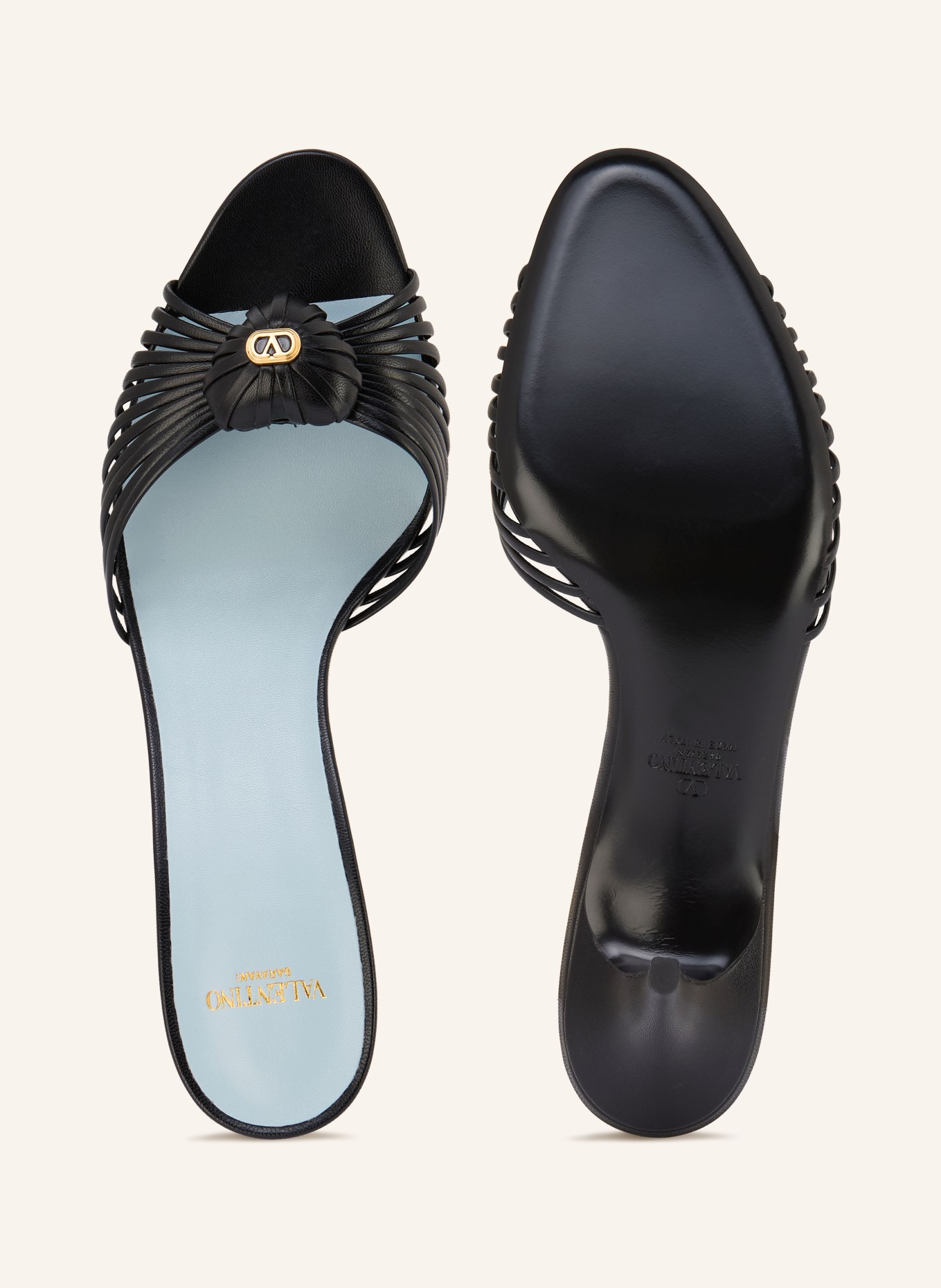 VALENTINO GARAVANI Mules COEUR ROYAL: SCHWARZ / GOLD