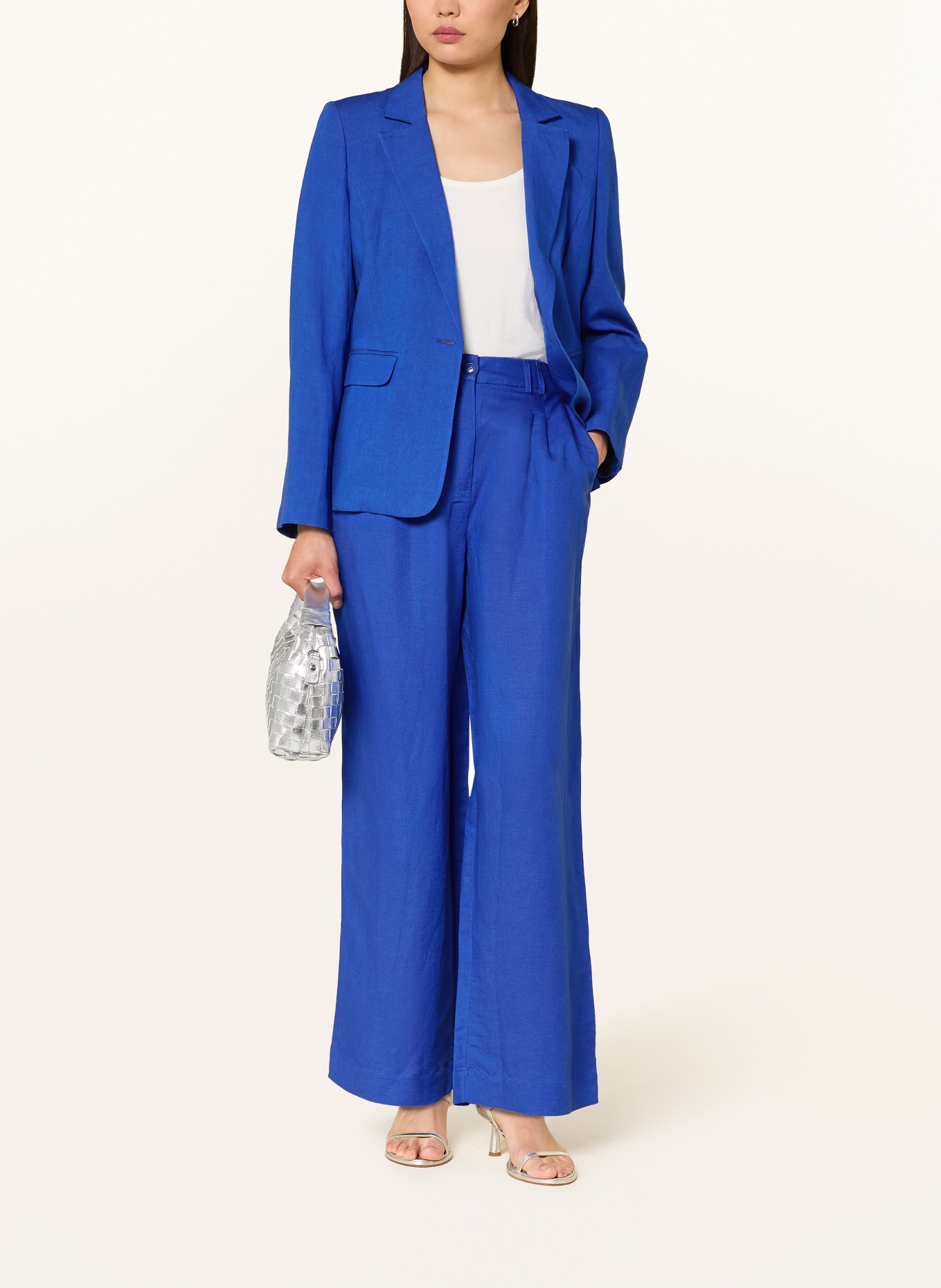 Phase Eight Spodnie z marlowej tkaniny LOTTIE z lnem: NIEBIESKI