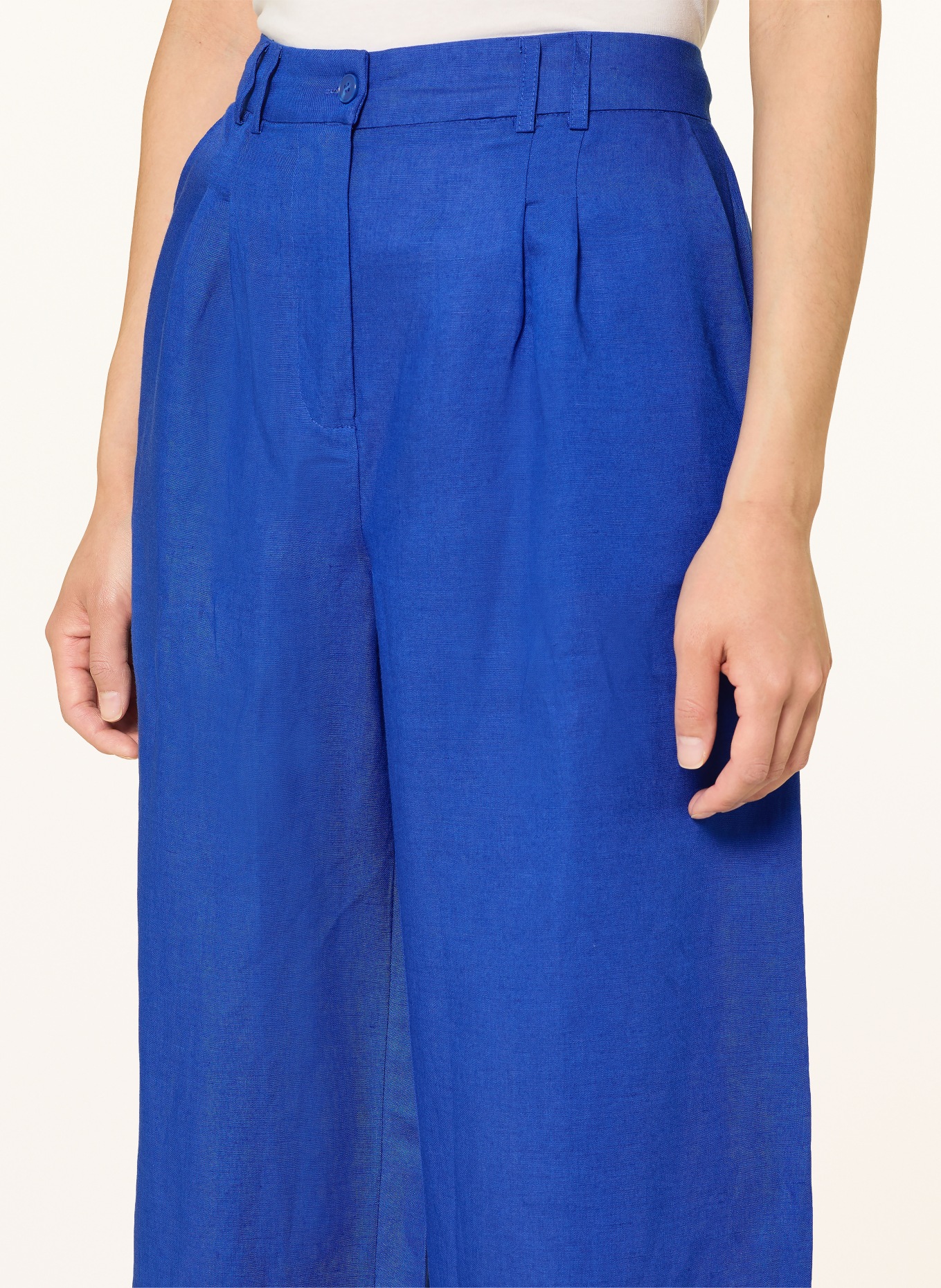 Phase Eight Spodnie z marlowej tkaniny LOTTIE z lnem: NIEBIESKI