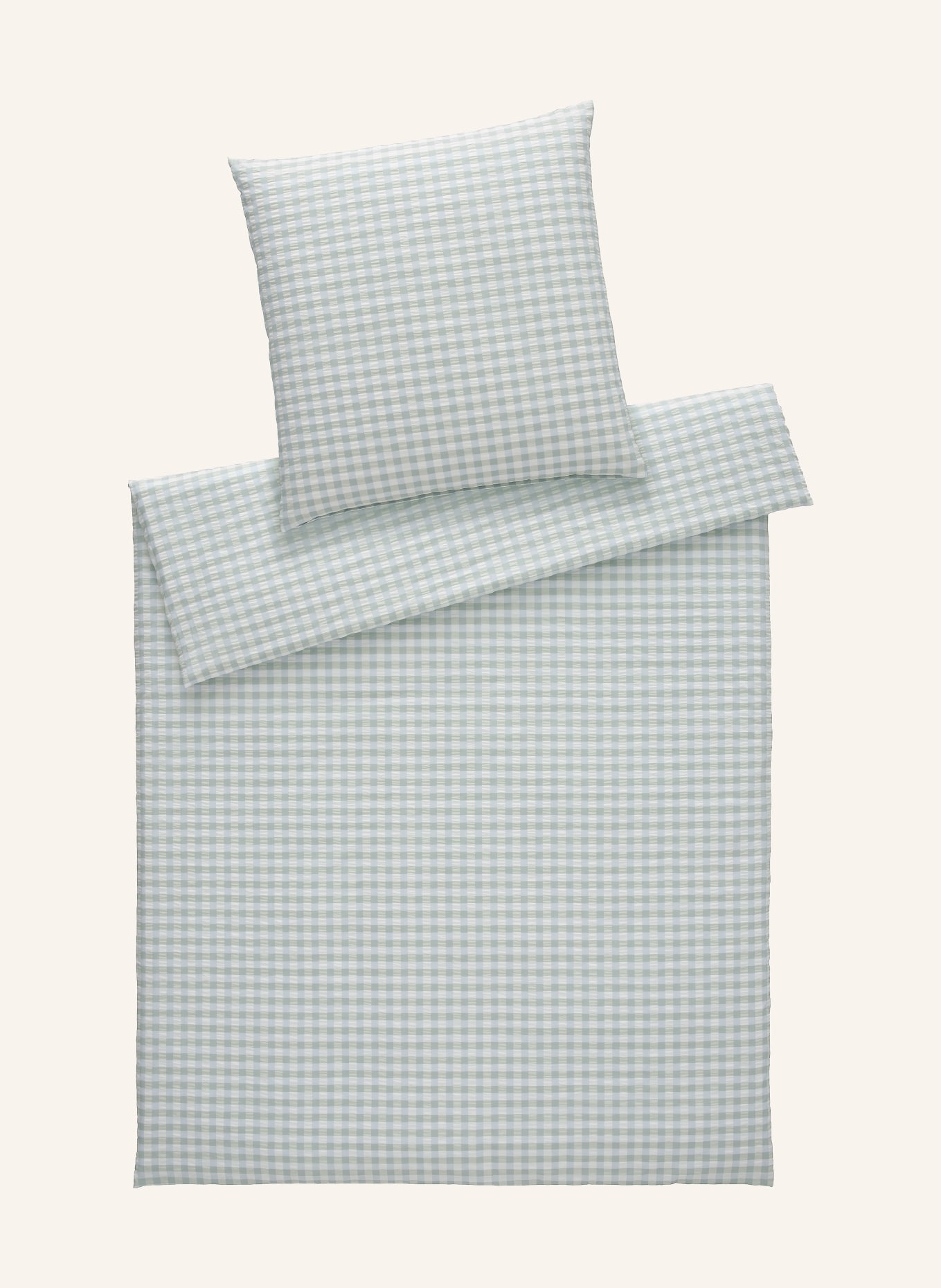 elegante Linge de lit: BLEU GRIS / CRÈME / VERT CLAIR