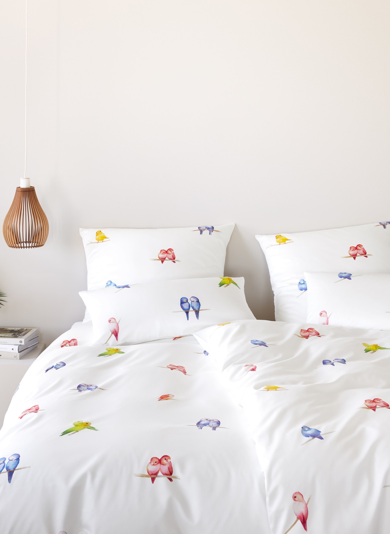 elegante Linge de lit LOVEBIRDS: BLANC / ROUGE / BLEU