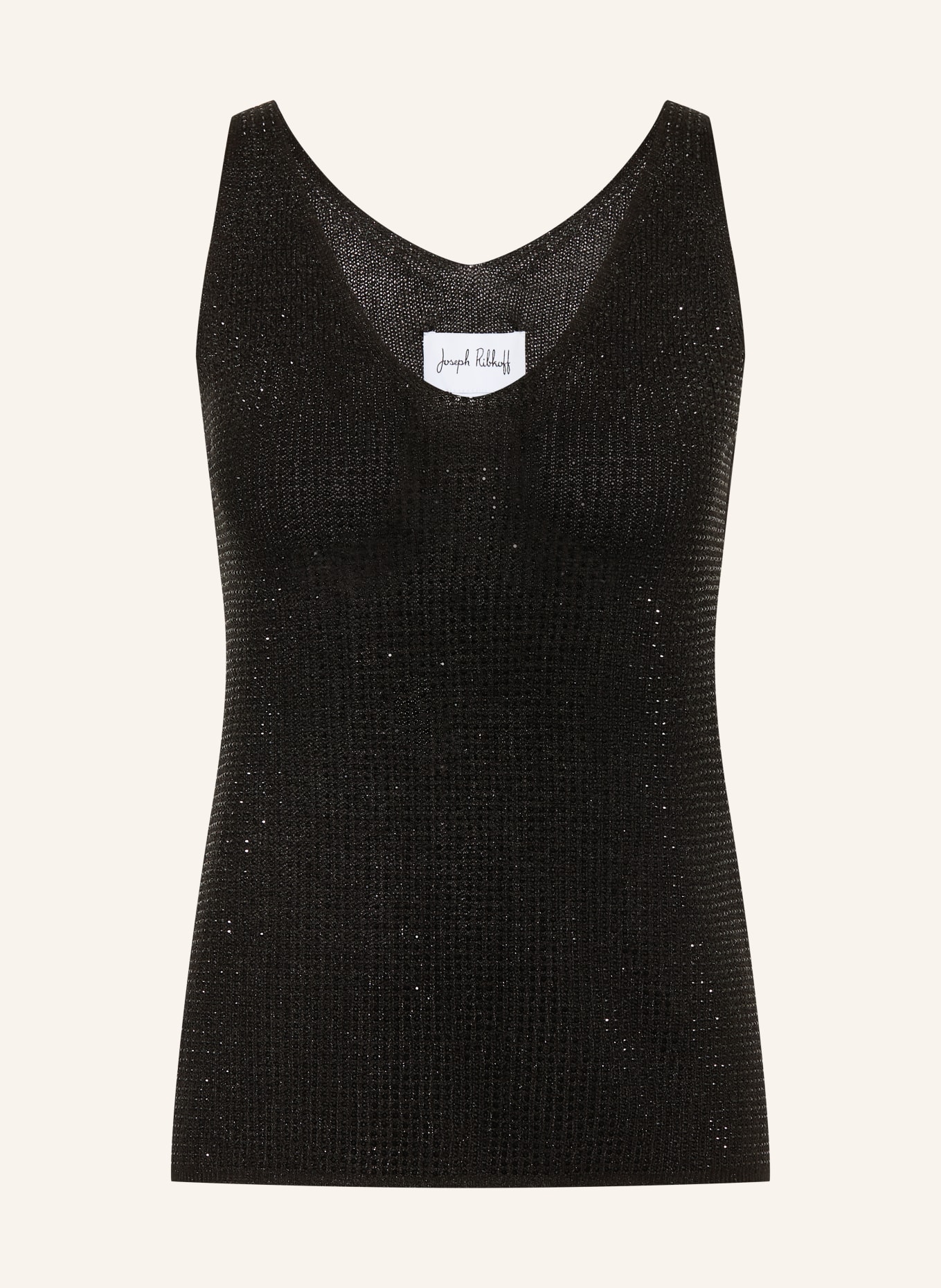 Joseph Ribkoff Stricktop mit Schmucksteinen und Glitzergarn: SCHWARZ