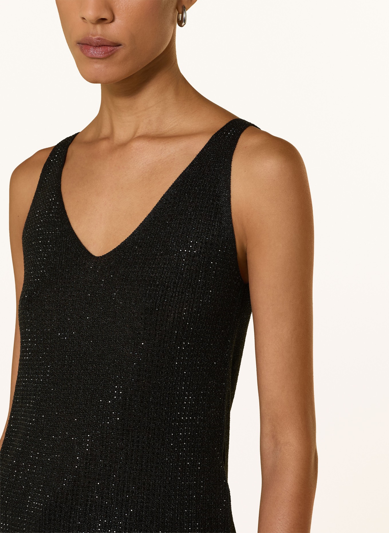 Joseph Ribkoff Stricktop mit Schmucksteinen und Glitzergarn: SCHWARZ