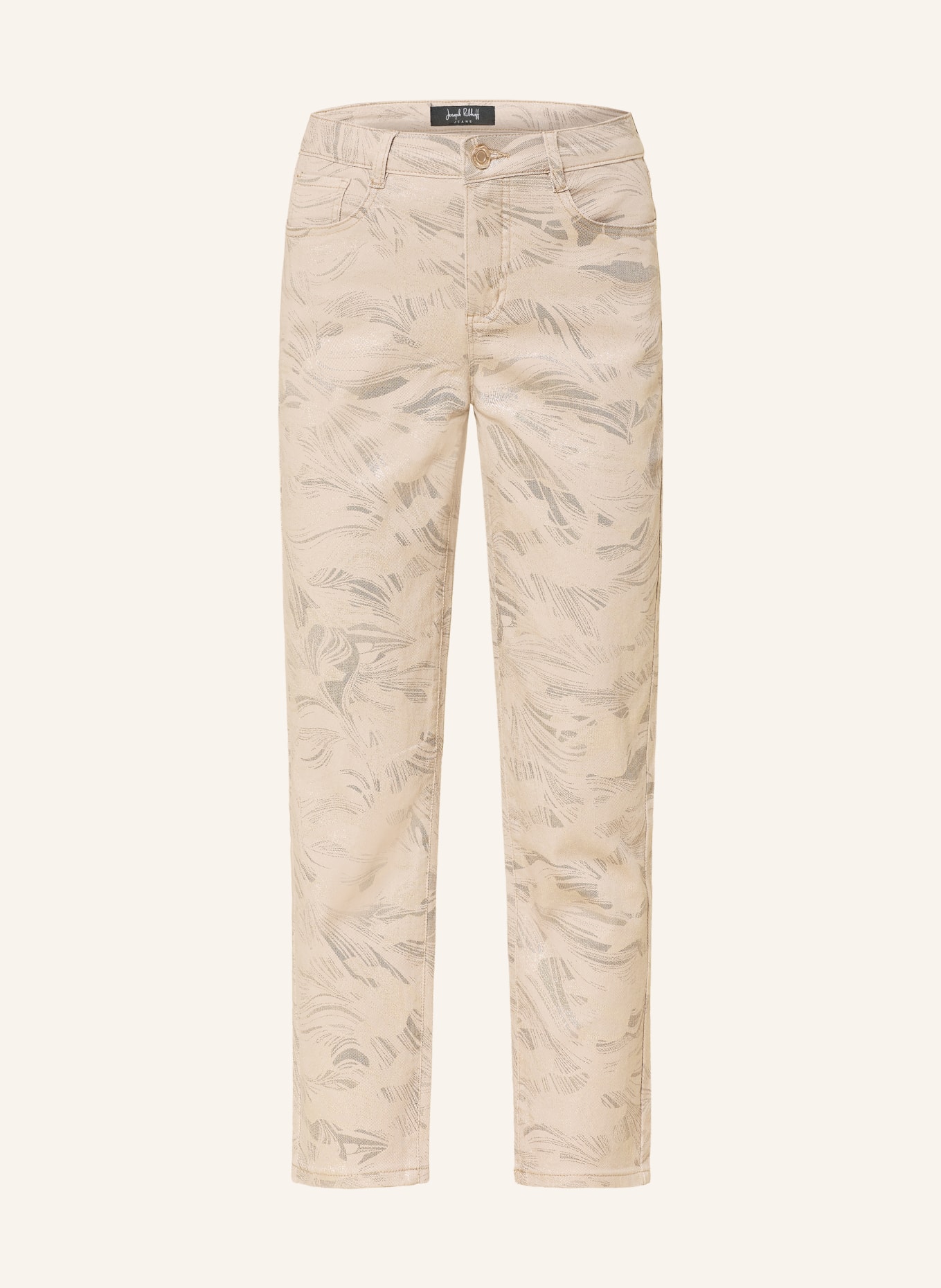 Joseph Ribkoff Cropped jeans with shiny thread: TAUPE / GOLD