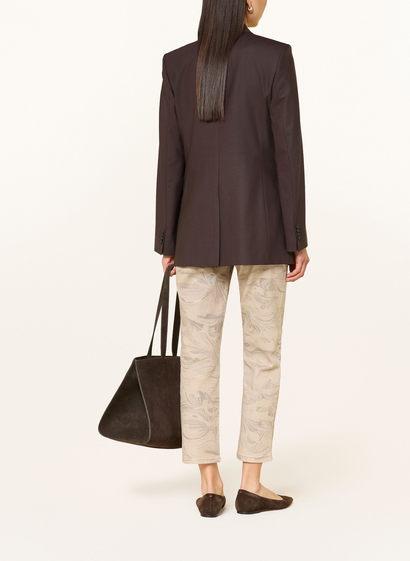 Joseph Ribkoff Cropped jeans with shiny thread: TAUPE / GOLD